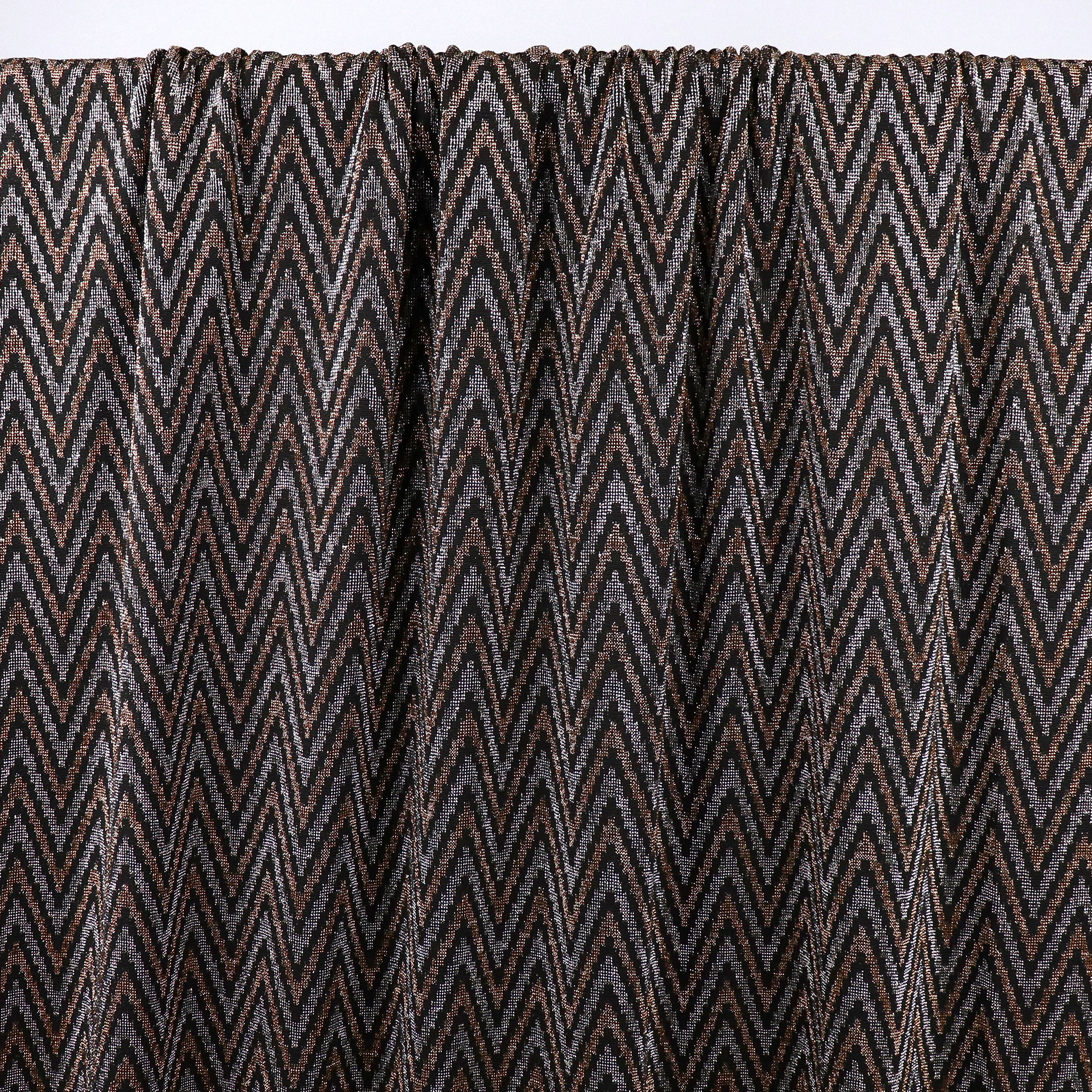 Gold & Silver Zigzag Jersey Fabric - 68cm End of Bolt for DIY Crafts, Quilting, and Fashion Design | High-Quality Knit Material for Sewing Projects