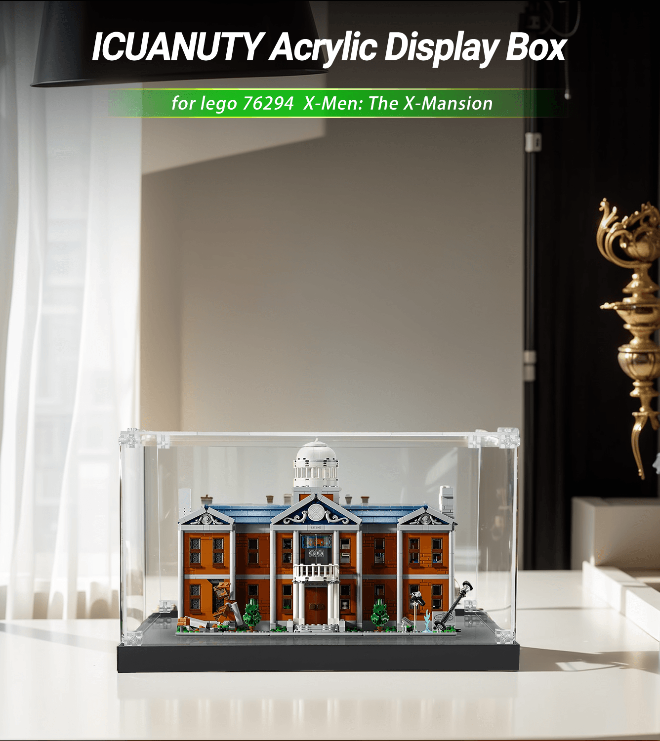 Lego Marvel X-Men: The X Mansion 76294 Display Case - Clear Acrylic Protection for Collectible Building Sets | Perfect for Showcasing & Dust Protection in Home or Office