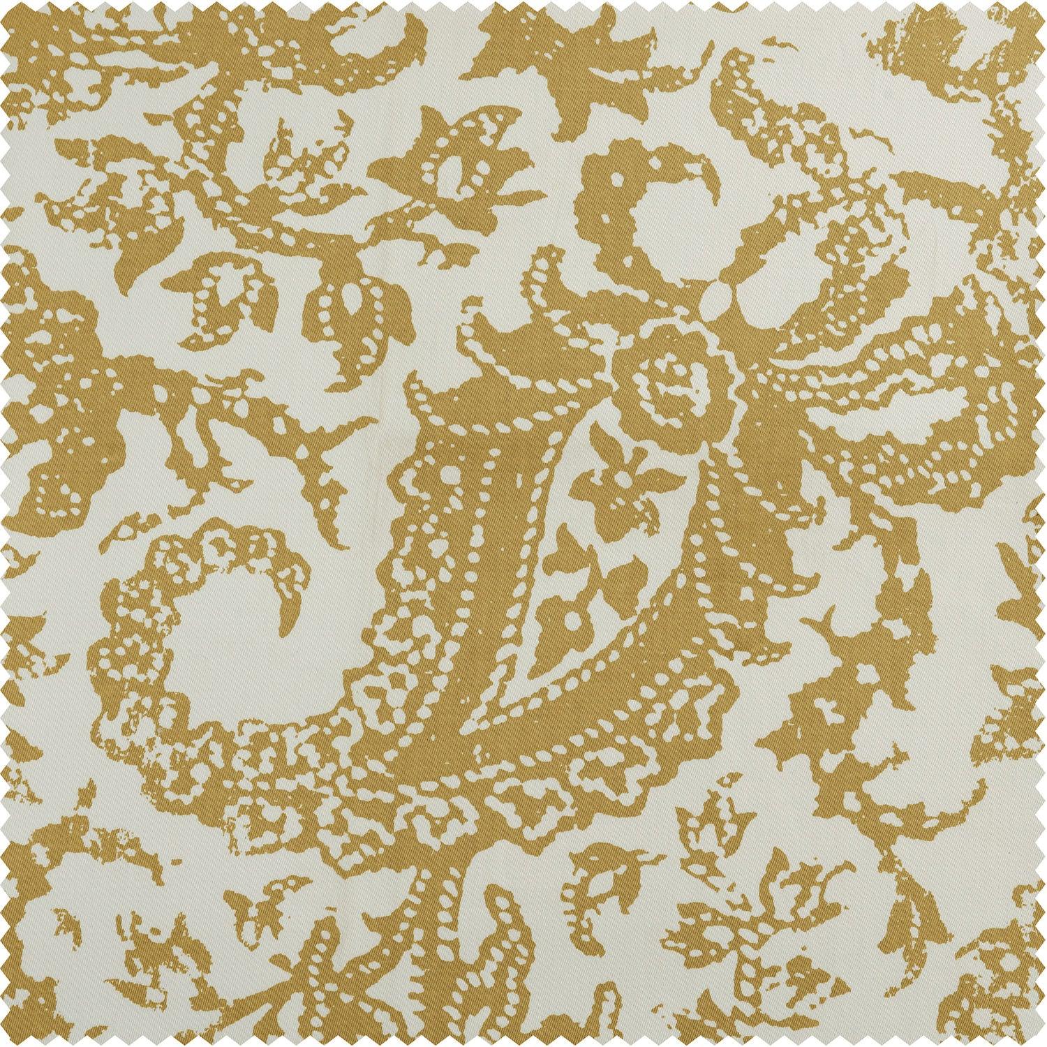 Edina Washed Mustard Paisley Printed Cotton Roman Shade - Stylish Window Treatment for Living Room, Bedroom & Kitchen Decor