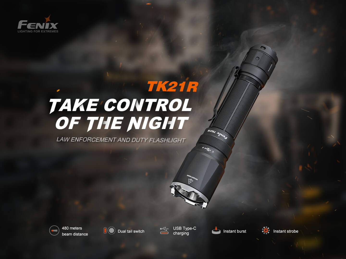 Fenix TK21R Rechargeable Tactical Flashlight - 1000 Lumens, High Performance LED, Waterproof for Outdoor, Camping, Hiking & Emergency Use