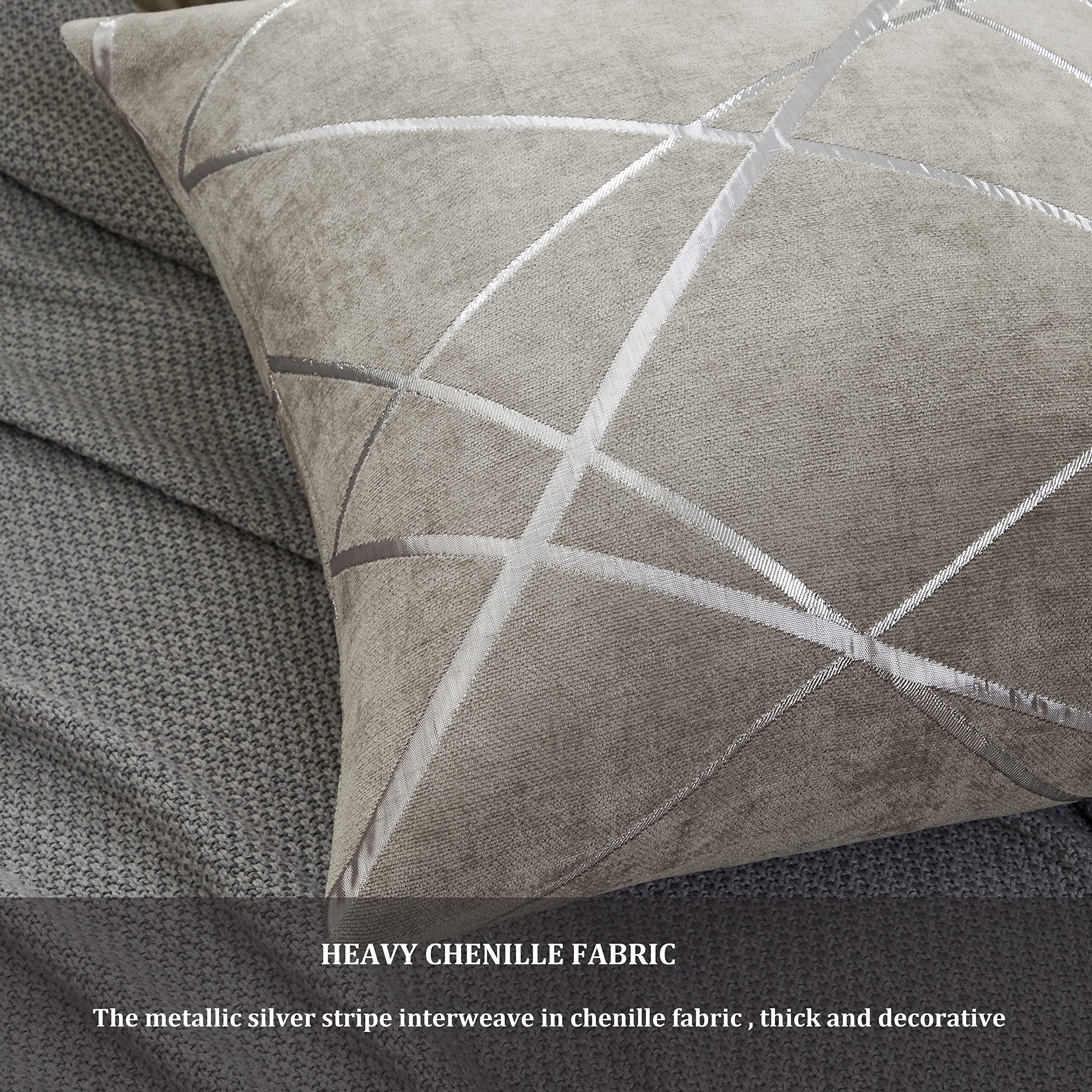 GIGIZAZA 22x22 Inch Decorative Couch Pillow Covers Set of 2 - Luxury Square Grey Sofa Thick Cushion Covers for Living Room, Bedroom & Home Decor