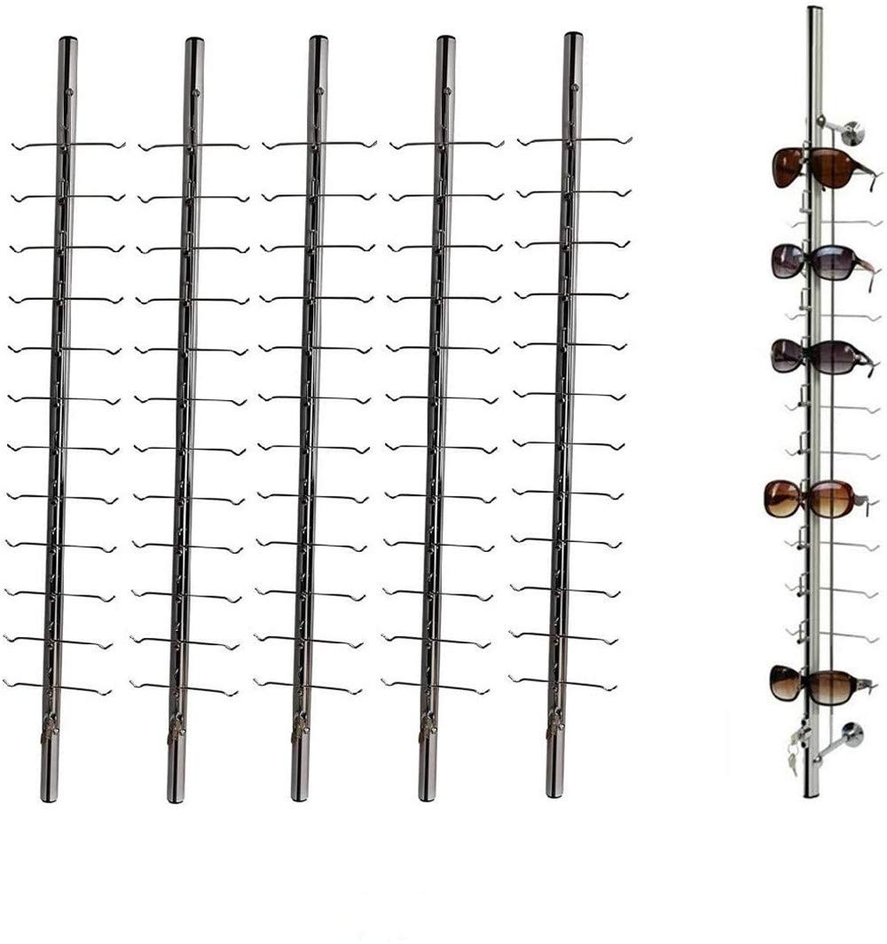 GUANG 10-Piece Aluminum Sunglass Display Rack - Wall Mounted Eyeglass Holder with 12 Frame Capacity & Lockable Design for Retail Stores - Perfect for Sunglass Shops, Optical Stores and Boutique Displays