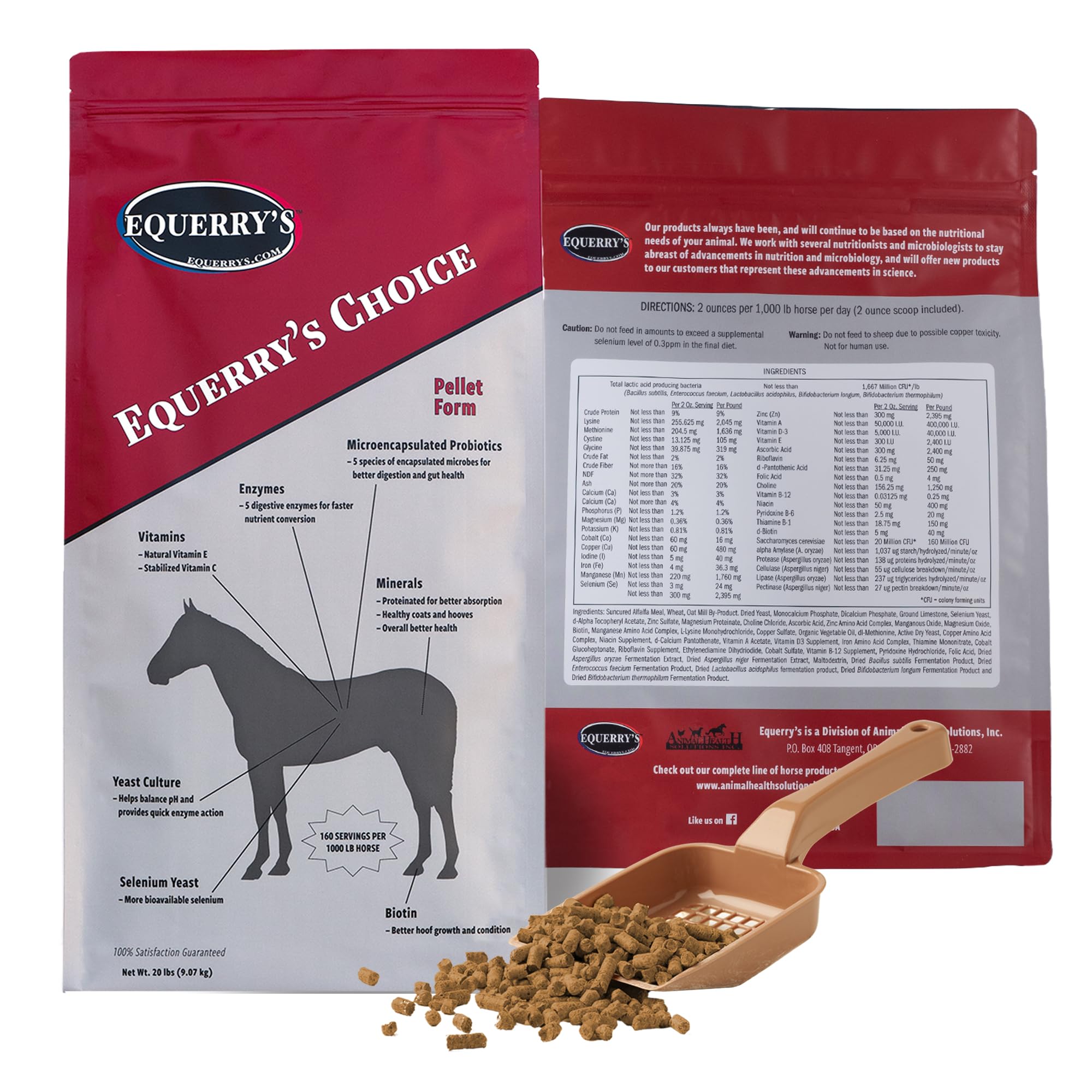 Equerry's Choice Premium Horse Pellets - Complete Nutritional Supplement with Digestive Enzymes & Chelated Vitamins for Optimal Equine Health | 20 lb Bag | Ideal for Performance Horses, Senior Horses & Digestive Support