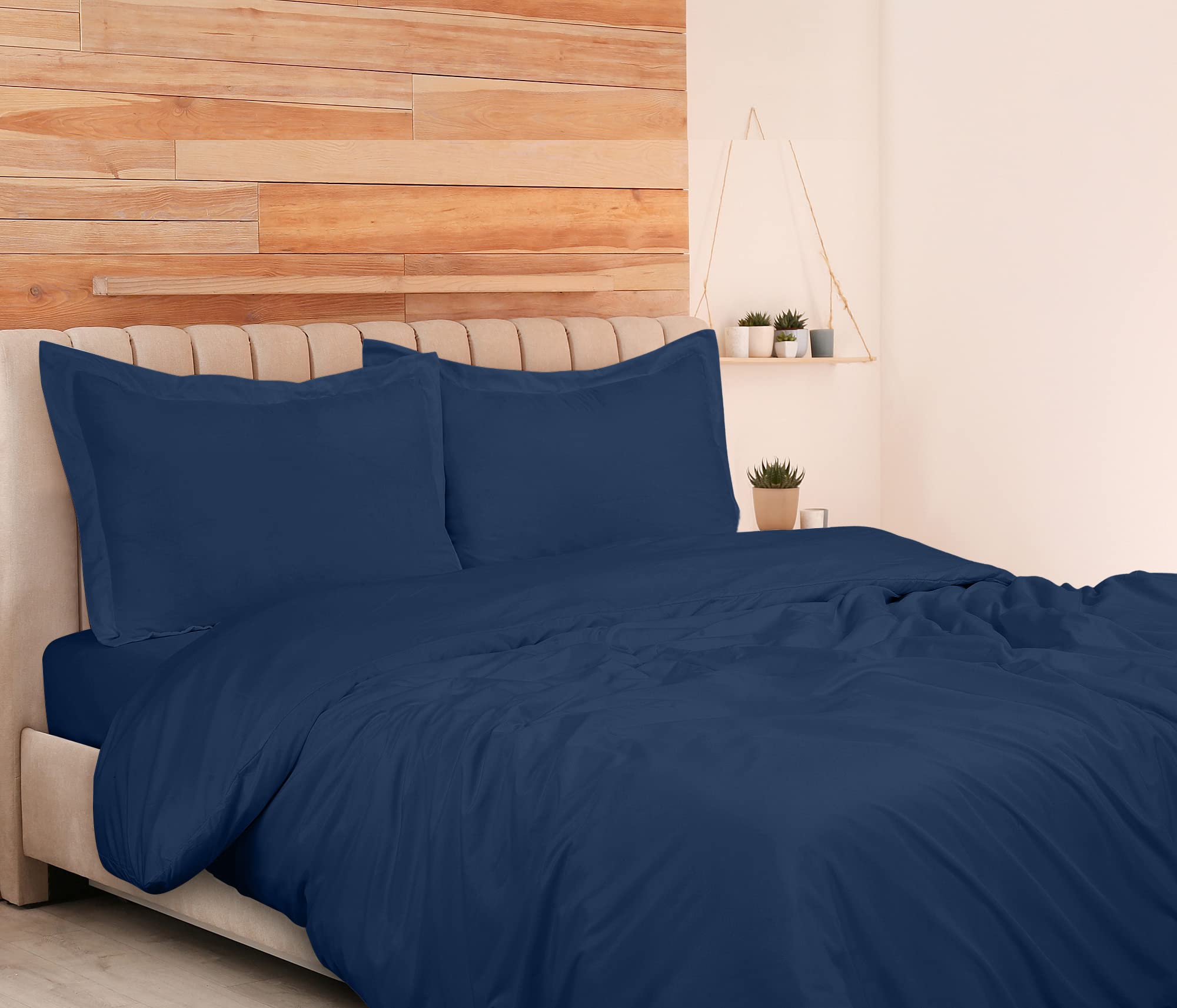 ROYALE Navy Duvet Cover Queen Size - 3 Piece Luxury Bedding Set with Button Closure - 90x90 Inch Duvet Cover & 2 Pillow Shams - Soft Microfiber Comforter Cover - Perfect for Master Bedroom, Guest Room & Vacation Homes