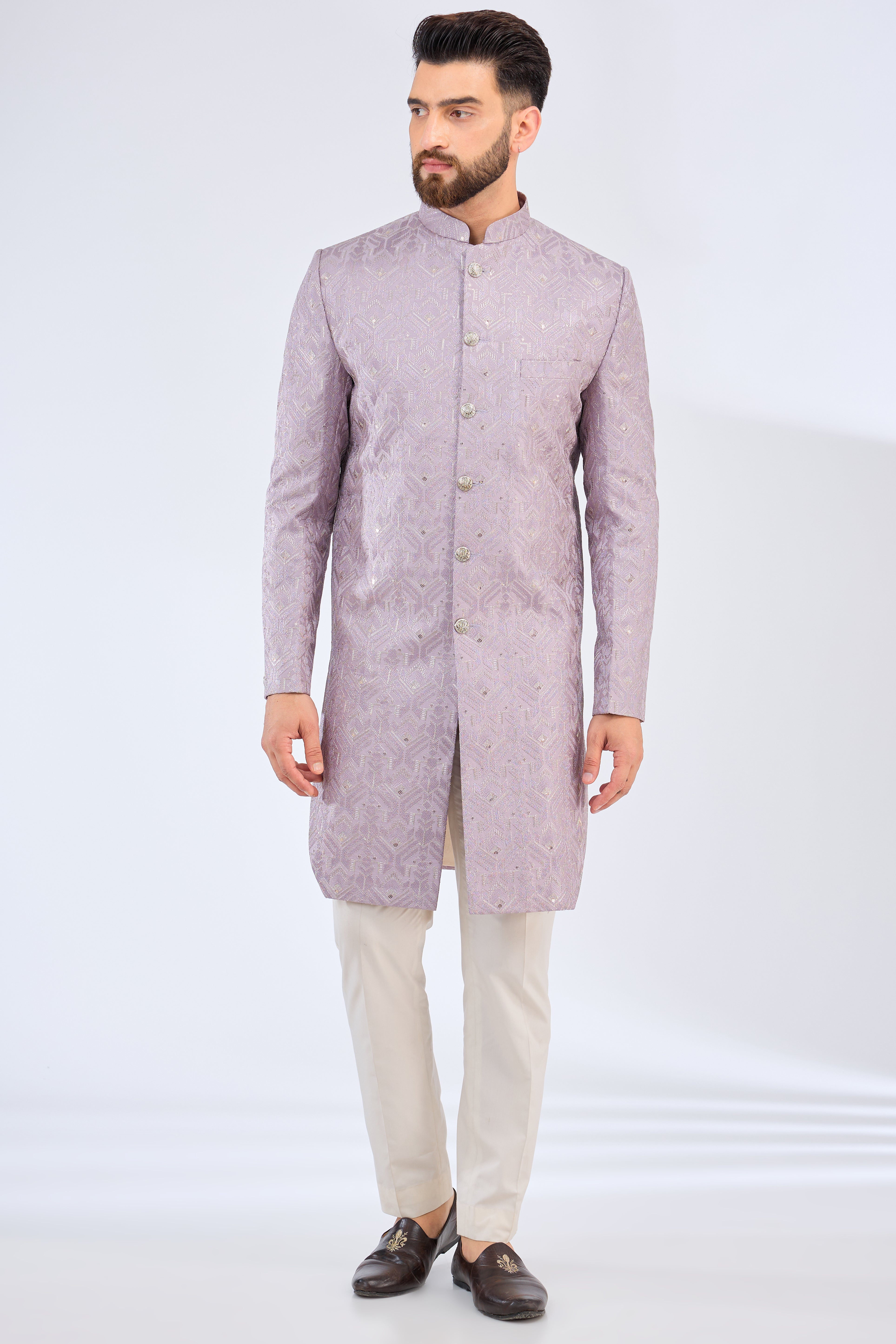Royal Cut Lilac Purple Indo-Western Dress - Perfect for Weddings, Parties & Festive Occasions