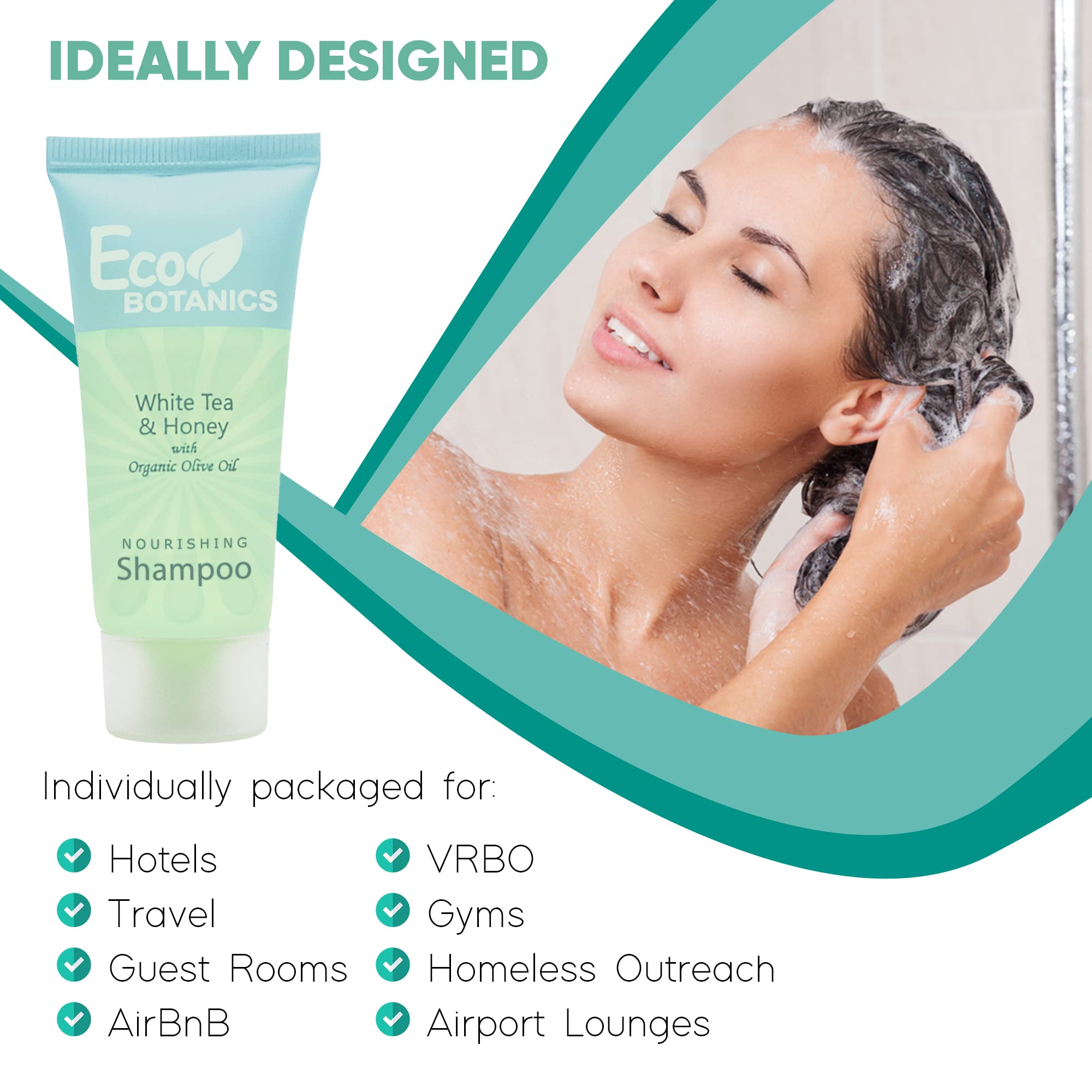 Eco Botanics Travel-Size Hotel Shampoo .85 oz (Case of 100) | Bulk Mini Shampoos for Hotels, Gyms, Spas & Travel | Biodegradable & Eco-Friendly Toiletries
