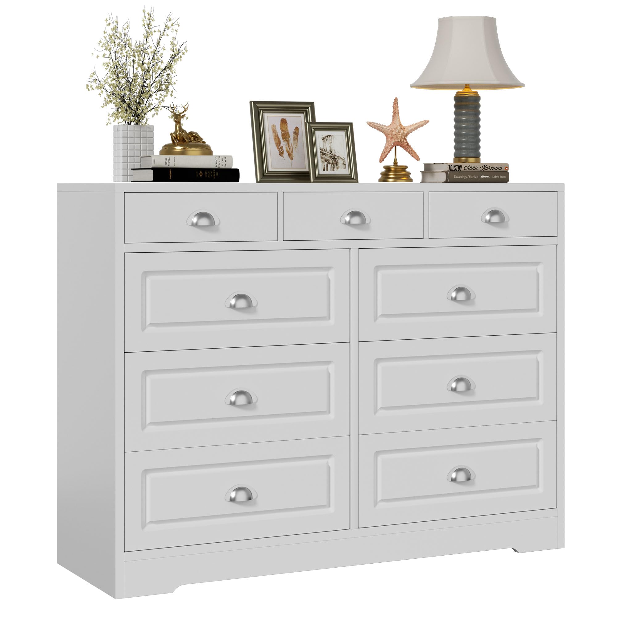 Shintenchi 6-Drawer Dresser - Modern White Storage Cabinet with Wide Drawers for Bedroom, Living Room & Porch | Perfect for Organizing Clothes, Linens & Home Decor