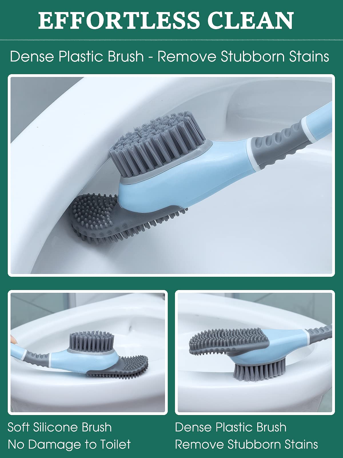 Duck Toilet Brush Set with Holder - No-Slip Long Handle for Bathroom Cleaning