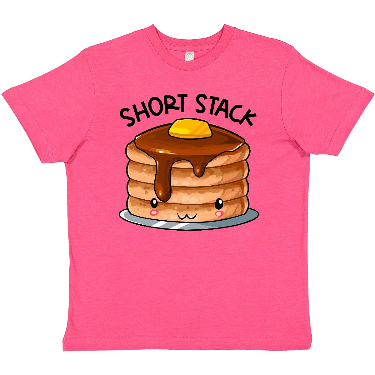 Inktastic Short Stack Cute Pancake Breakfast Youth T-Shirt - Fun Kids Graphic Tee for Breakfast Lovers, School & Playtime