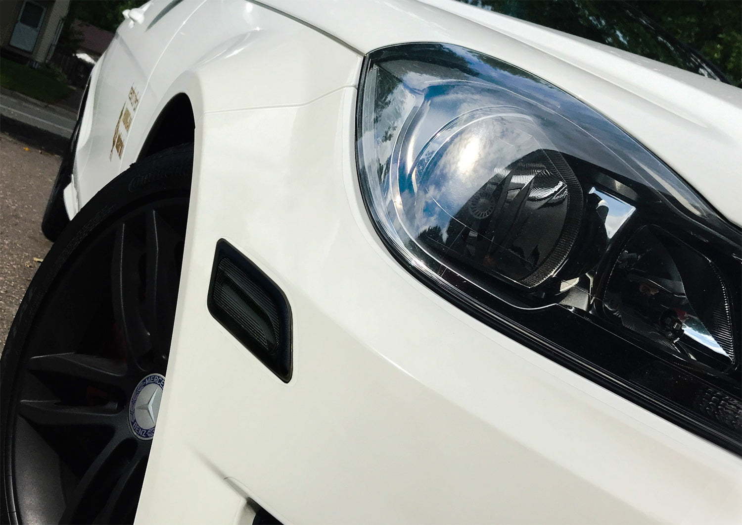 Euro Smoked Lens White LED Side Marker Lights for 2012-2014 Mercedes W204 C250 C300 - Enhance Visibility & Style for Night Driving & Custom Car Mods