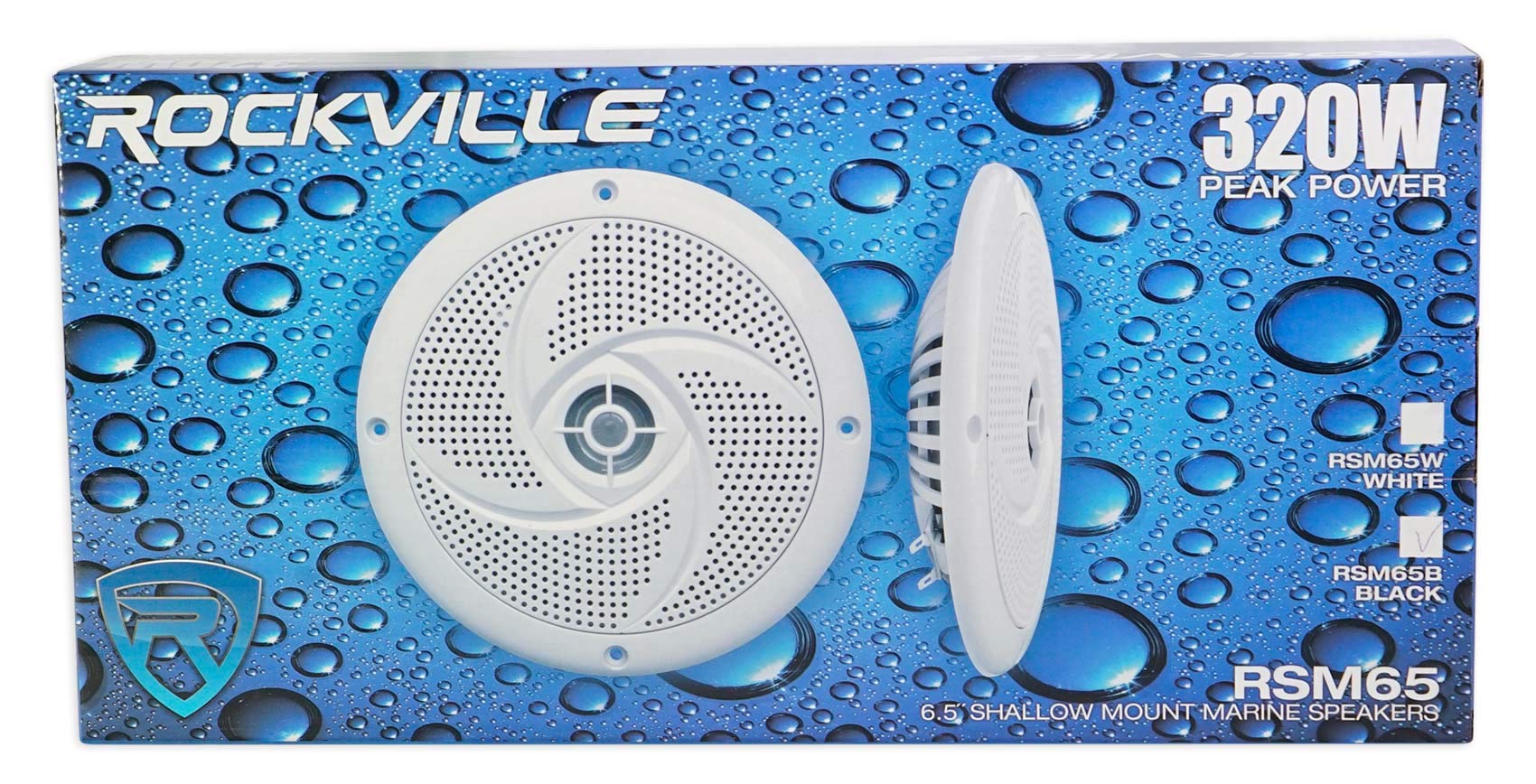 Rockville RSM65B 6.5 Inch 640W Waterproof Marine Boat Speakers - Slim Shallow Mount Design for Boats, Yachts & Outdoor Water Activities