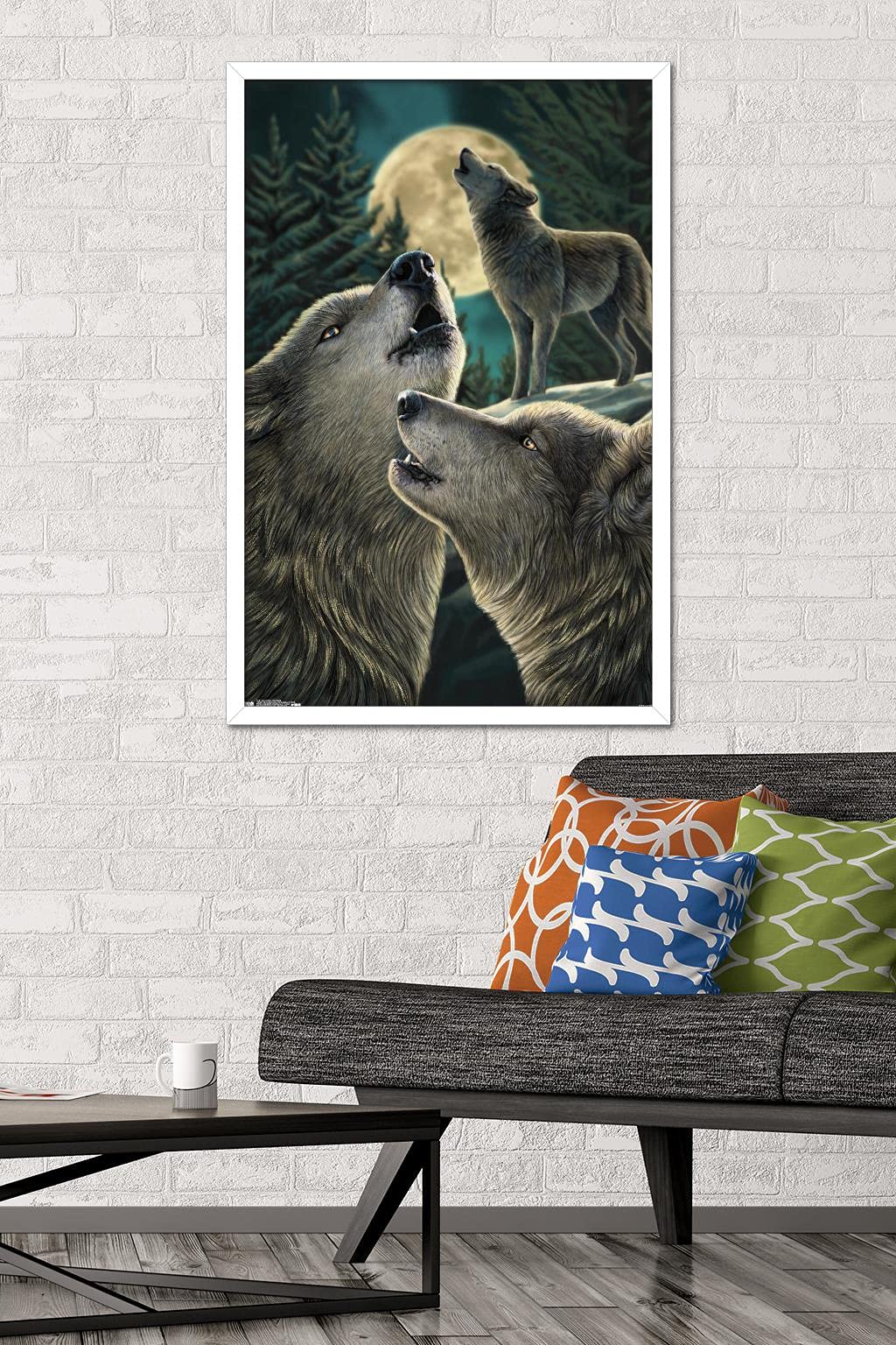 Trends International Lisa Parker Wolf Song Framed Wall Art Poster - 22.375 x 34 Inches, White Frame - Perfect for Home Decor, Living Room, Bedroom & Office Wall Art