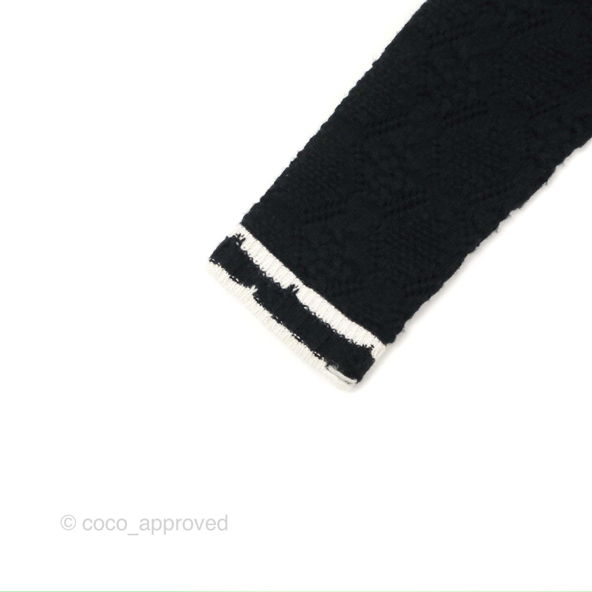 Chanel Black & White Cashmere Cardigan Women's Sweater 22C Collection | Luxury Knitwear for Fall & Winter | Perfect for Office, Dinner Dates & Holiday Parties
