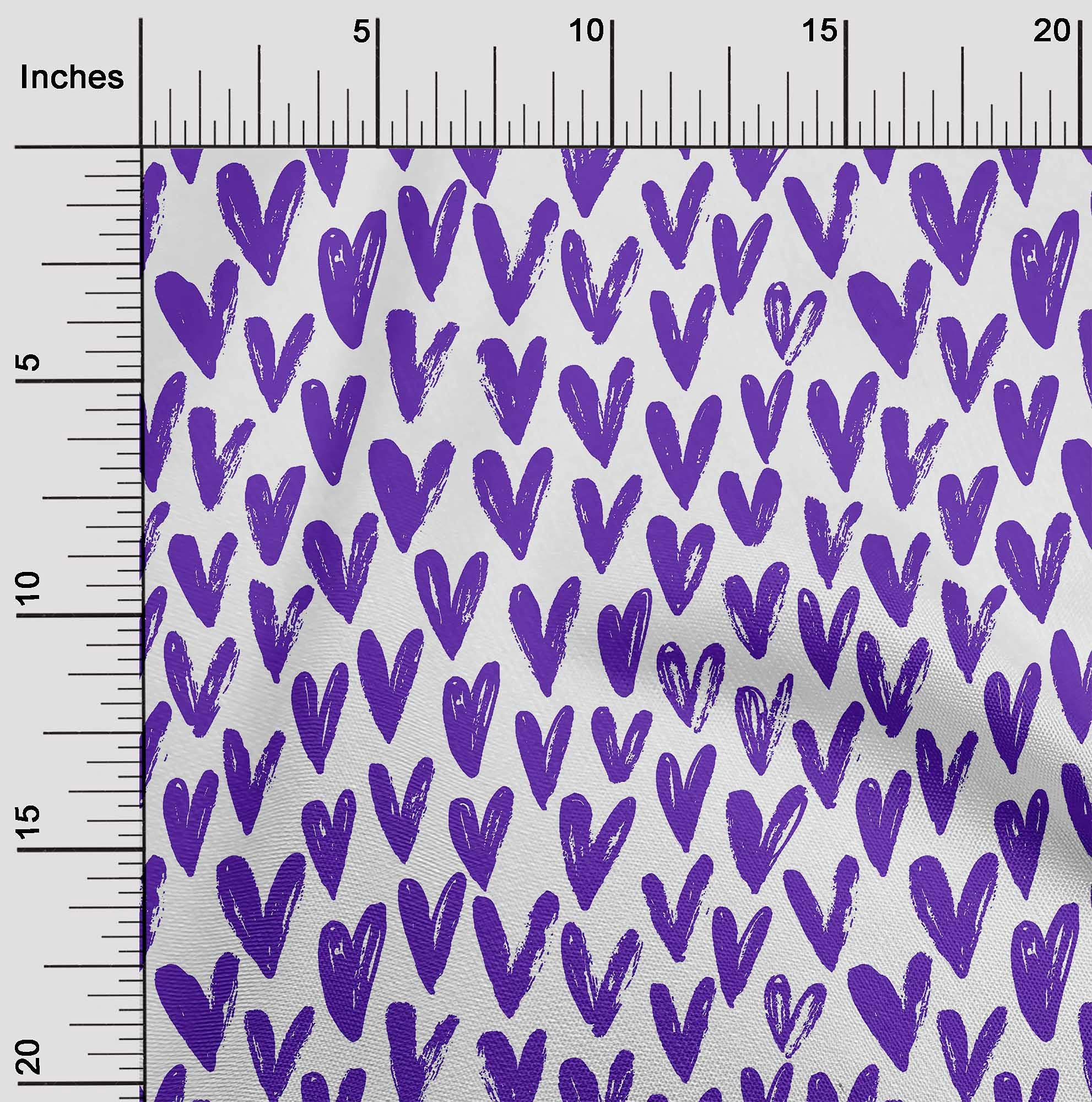 oneOone Cotton Poplin Purple Valentine Heart Print Fabric - 56 Inch Wide DIY Sewing Material for Clothing, Quilting & Crafts | Perfect for Valentine's Day Projects, Dressmaking & Home Decor