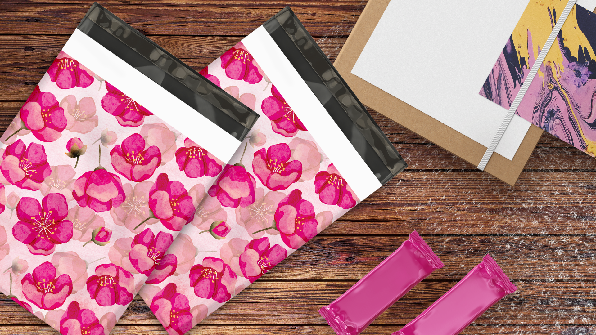 10x13 Inch Pink Poppies Printed Poly Mailers - Waterproof Shipping Envelopes for Ecommerce, Boutique & Subscription Boxes - Premium Designer Mailing Bags for Online Stores, Small Business & Gift Packaging