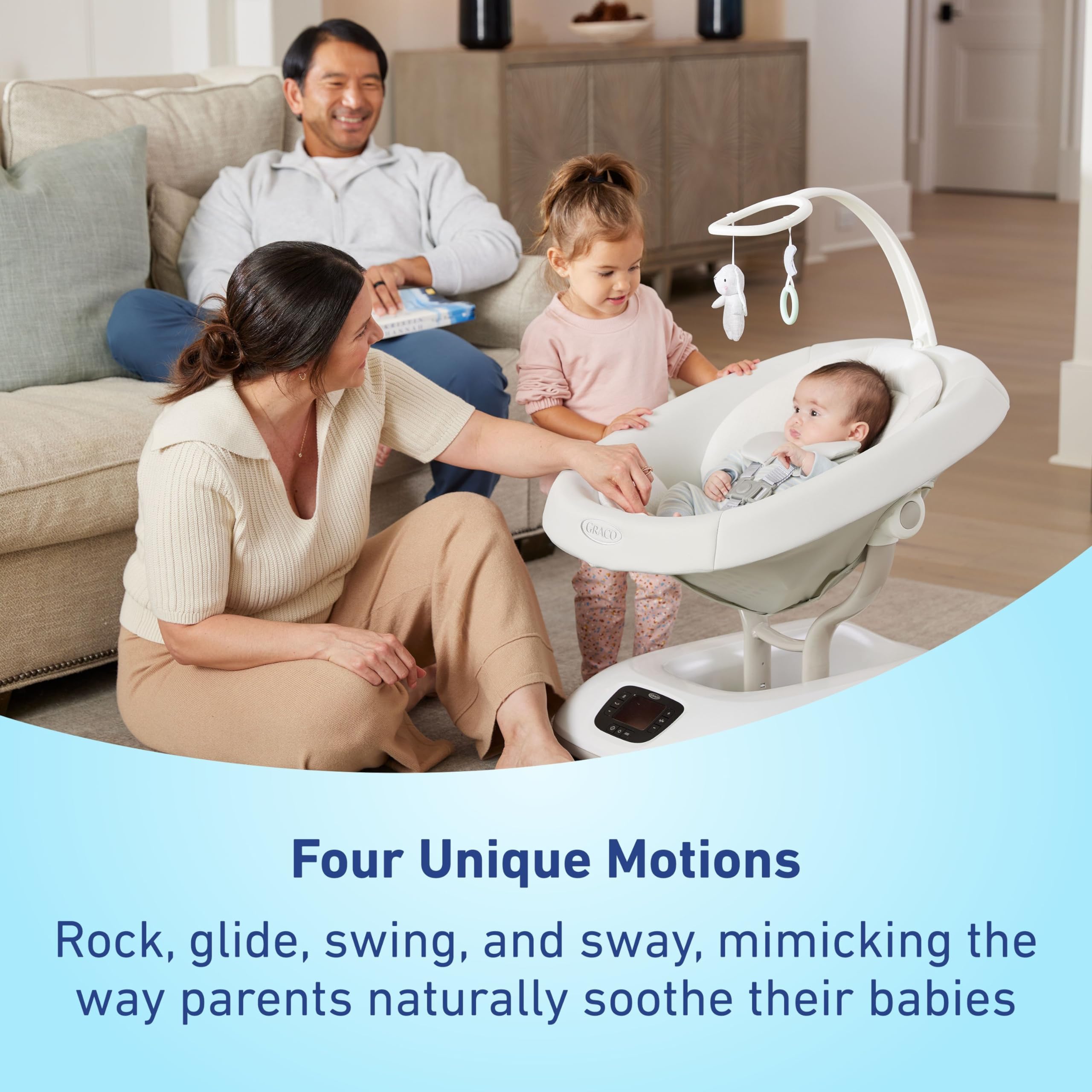 Graco SmartSense Baby Swing with Cry Detection Technology - Automatic Soothing Motion for Newborns & Infants - Perfect for Nursery, Daycare & Travel Use