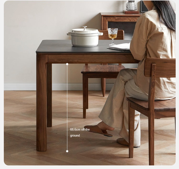 Premium Black Walnut Solid Wood Rock Slab Dining Table - Natural Wood Grain - Rustic Modern Farmhouse Style - Perfect for Dining Rooms, Kitchens & Open Concept Living Spaces