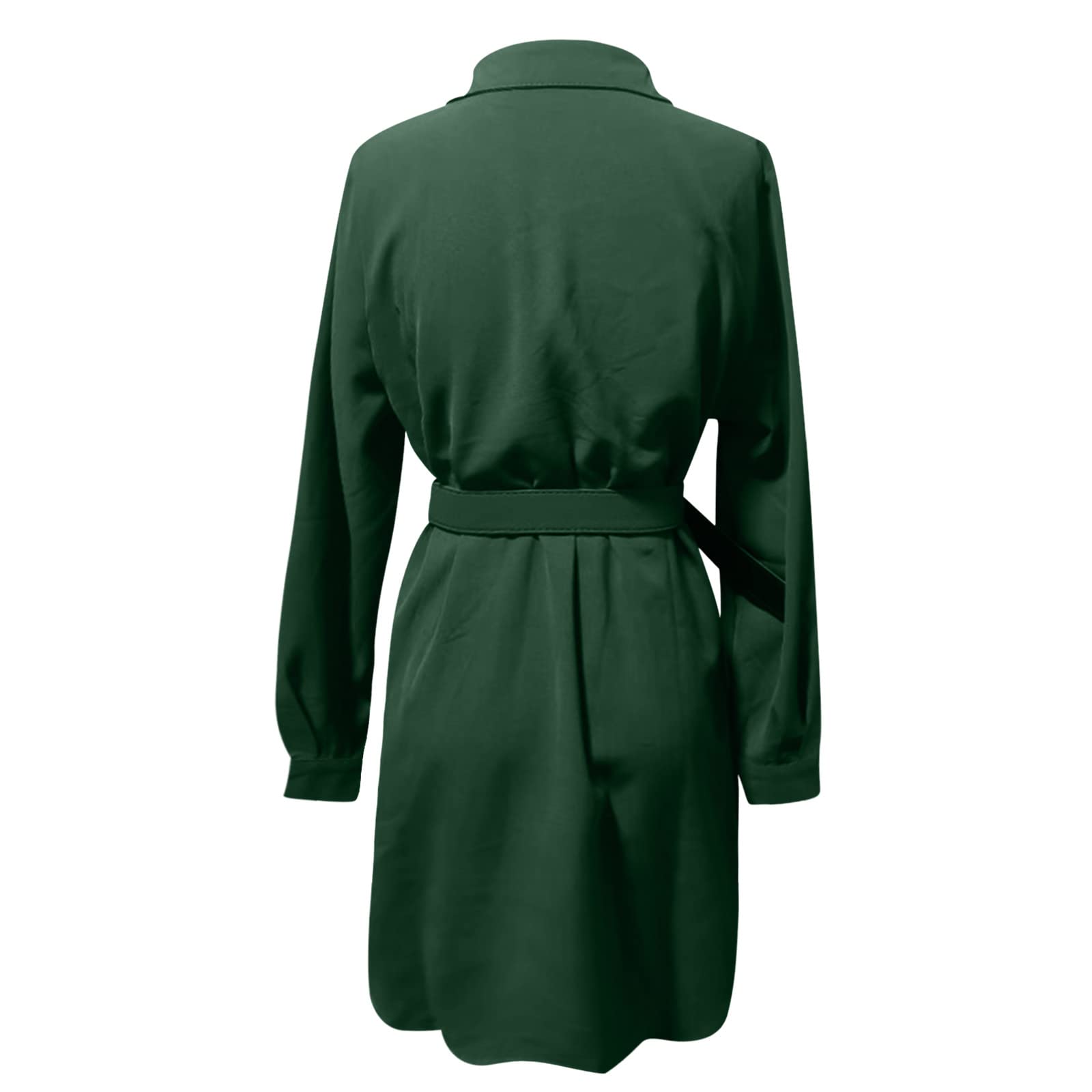 MIASHUI Women's Solid Color Long Sleeve Lapel Slim Shirt Dress - Casual Fall & Winter T-Shirt Dress for Office, Dating, and Everyday Wear
