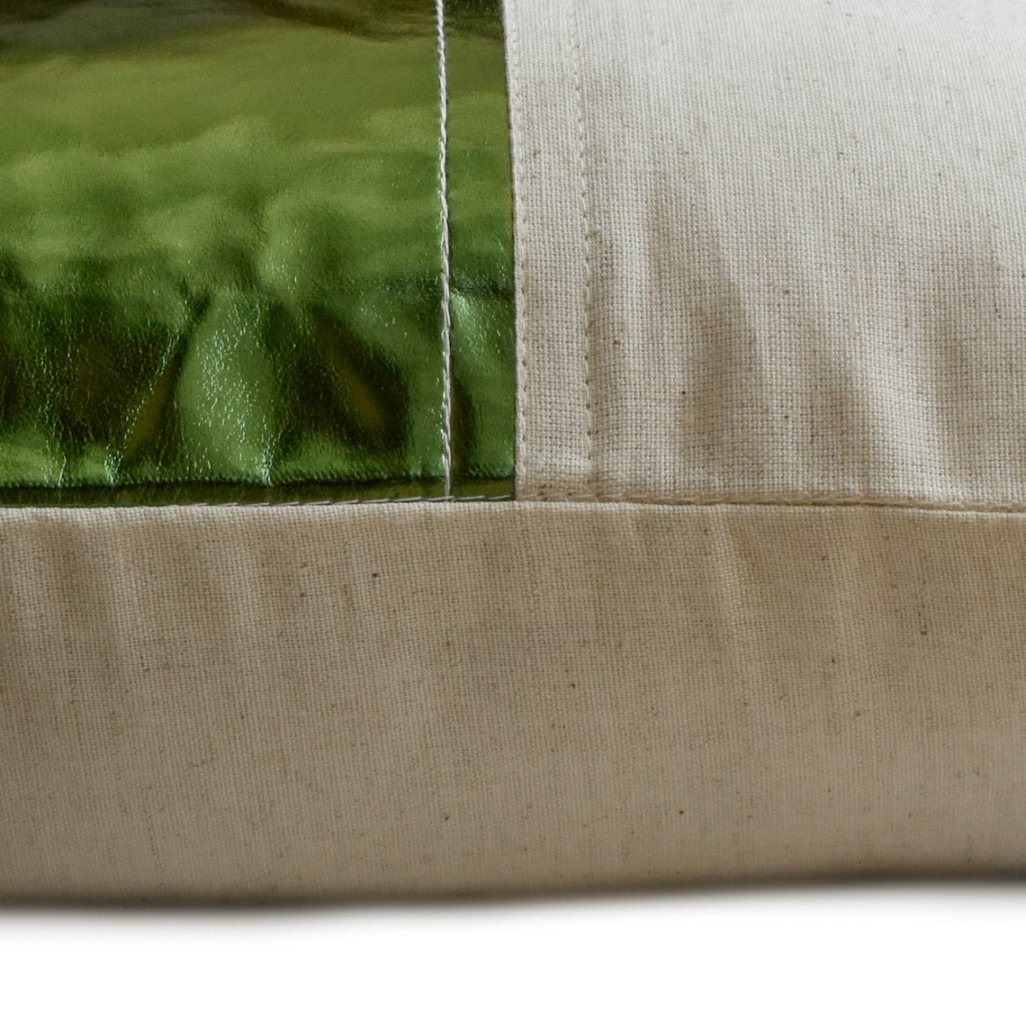 Better Half Green Faux Leather & Linen Throw Pillow Cover - Elegant Home Decor for Sofa, Bed & Living Room