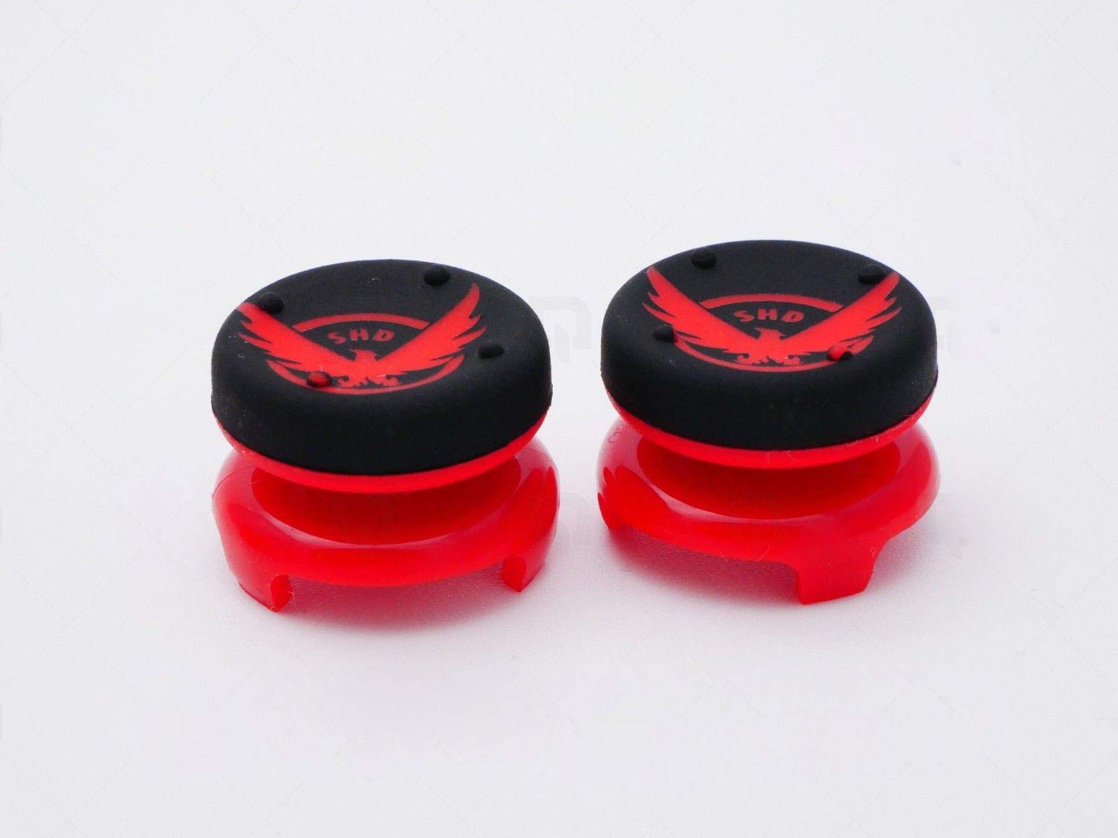 Premium Silicone Thumb Grip Extenders for PS4, Xbox 360 & PS3 - Enhanced Joystick Caps with Height Adjustable Rocker Cover (Red) - Improve Gaming Comfort & Control for FPS, Racing & Action Games