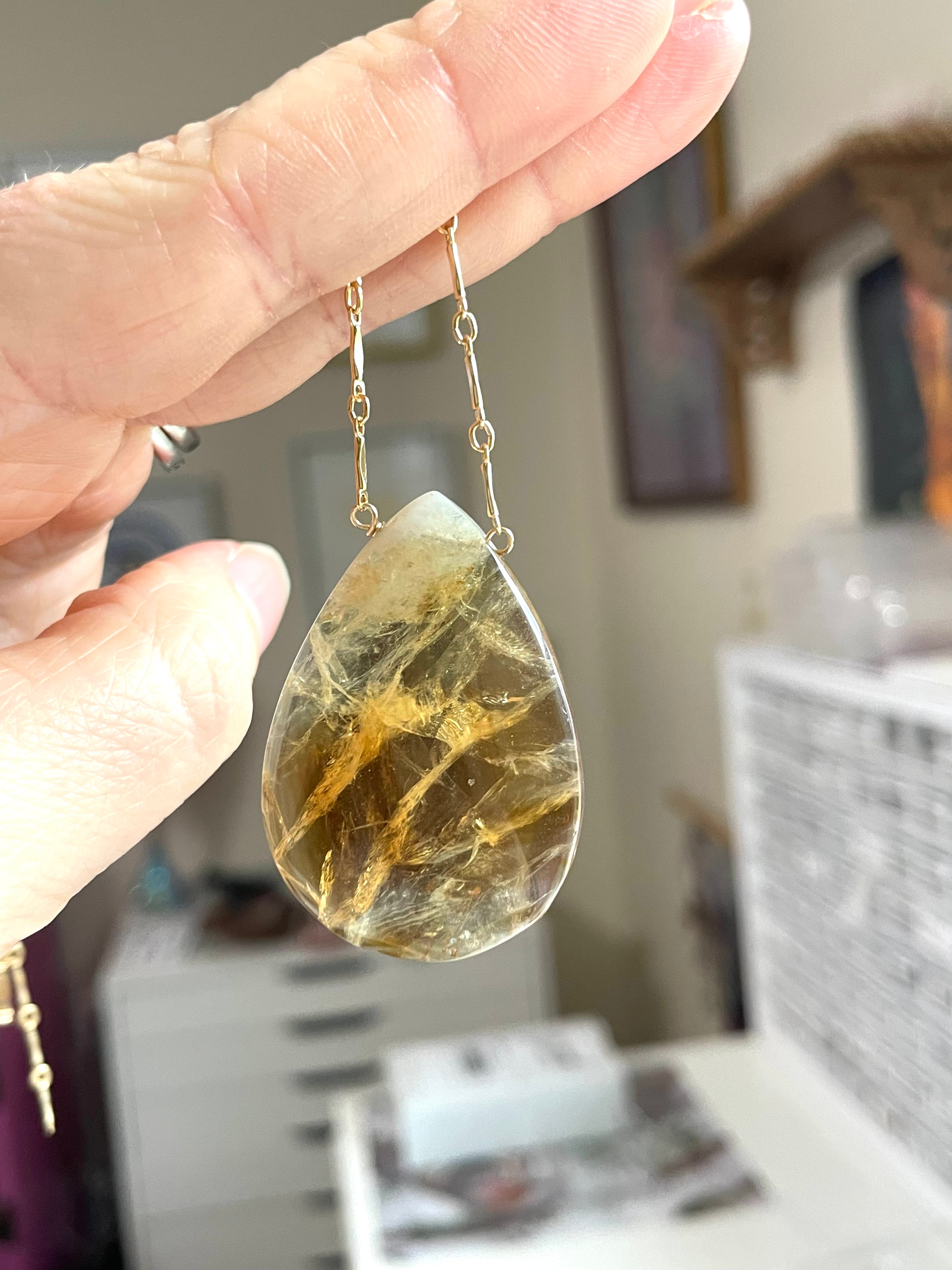 14K Gold Filled Chunky Genuine Yellow Citrine Necklace | Elegant Statement Jewelry for Women | Perfect for Parties, Weddings & Everyday Wear