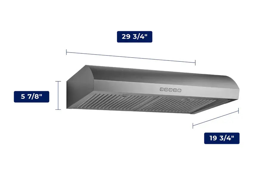Hauslane Chef 30 Inch Convertible Stainless Steel Under Cabinet Range Hood - Powerful Kitchen Ventilation for Smoke & Odor Removal - Perfect for Home Cooking, Grilling & Baking (UC B018SS 30)