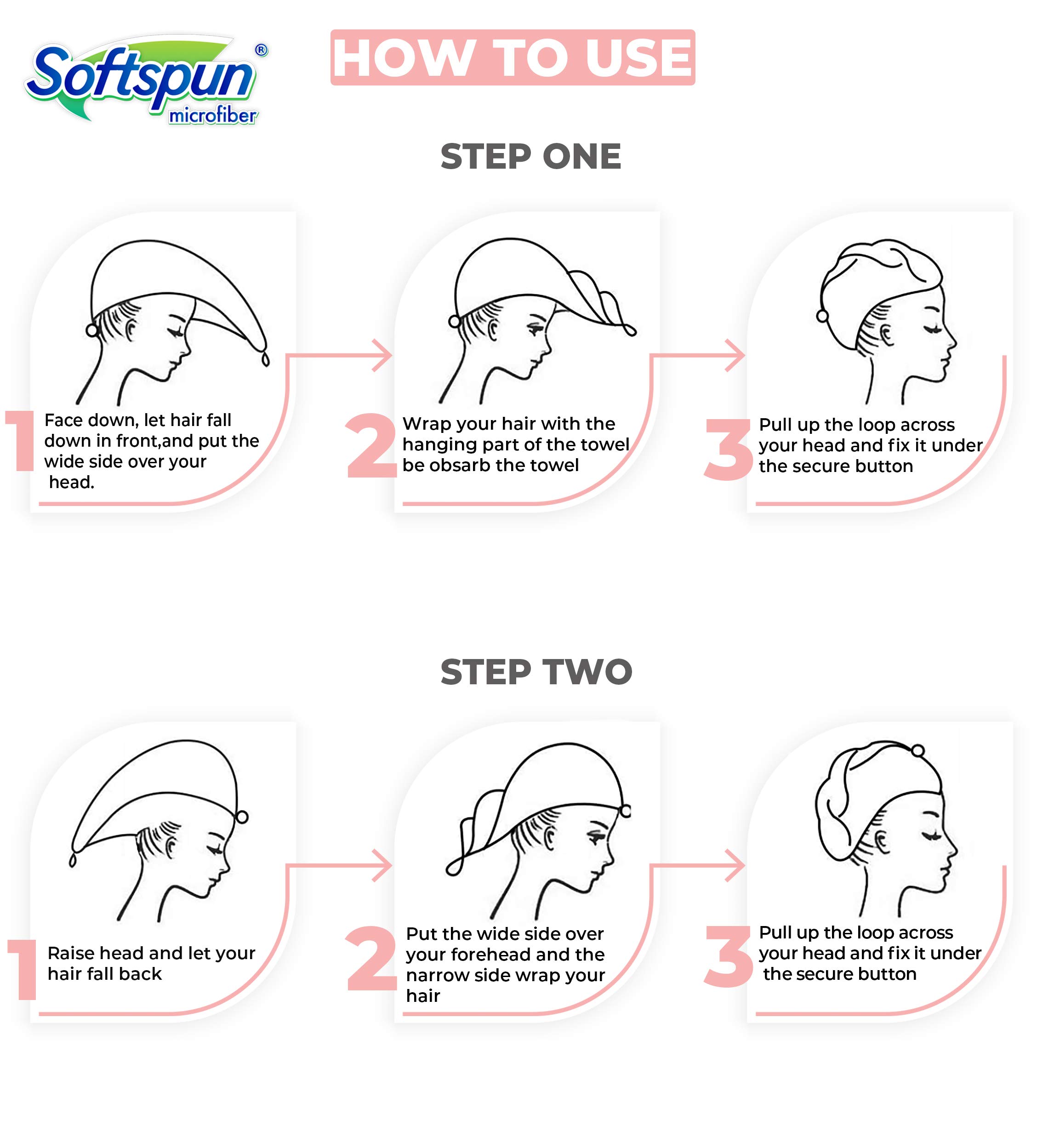 SOFTSPUN Microfiber Hair Towel Wrap - Super Absorbent Quick Dry Hair Turban for Women & Men (70x25cm, 340 GSM, Grey) - Perfect for Straight, Curly, Short or Long Hair - Salon Quality Hair Drying Cap for Shower, Gym & Travel