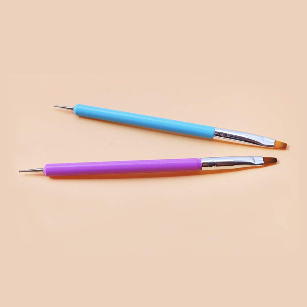Dual-End UV Nail Brush & Dotting Pen Set for Nail Art - Professional Blue Nail Design Tools for Gel Polish & Acrylic Nails - Perfect for Salon, Home Manicure & DIY Nail Art