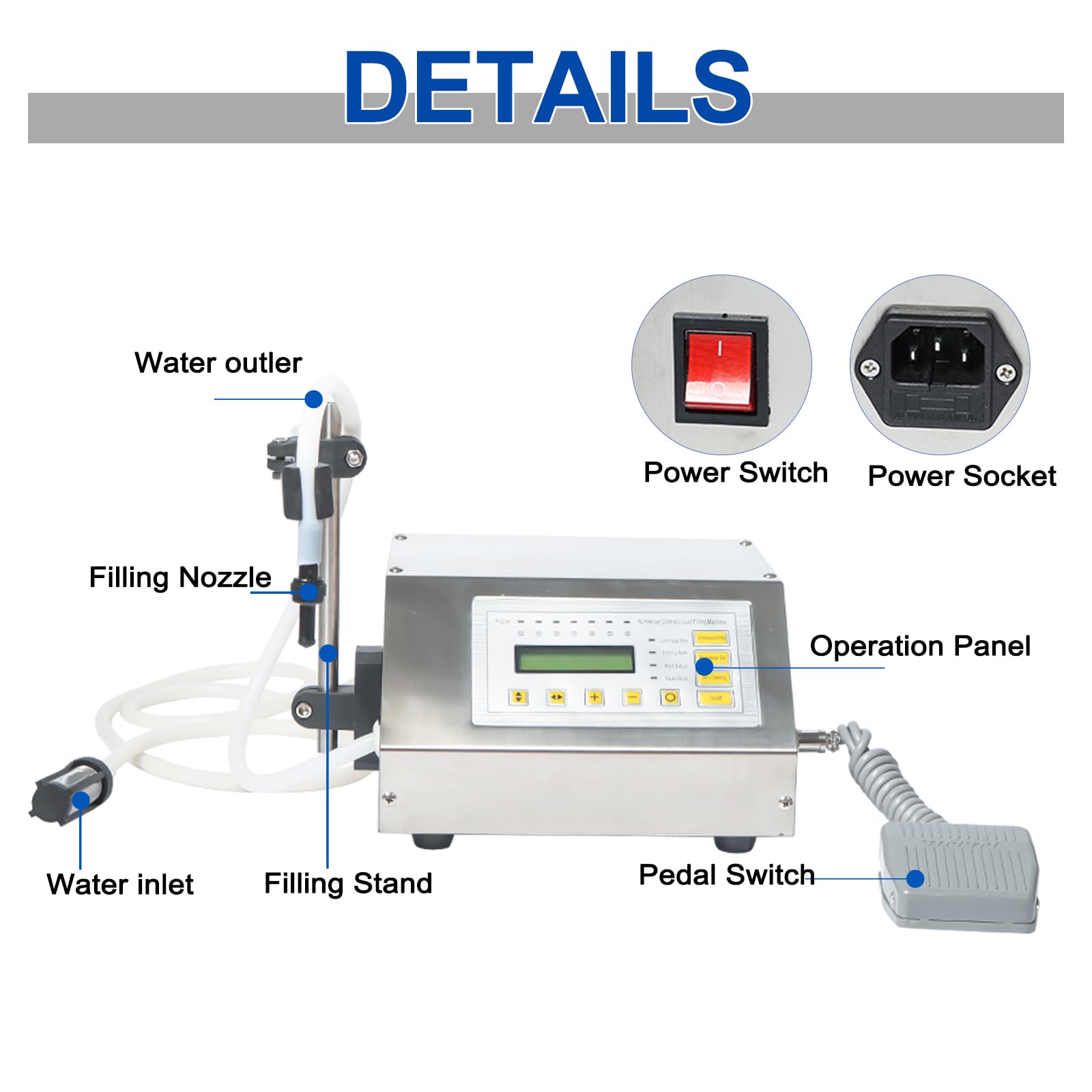 Automatic Liquid Filling Machine for Bottles - Digital Control Pump with 5ml-3500ml Capacity for Water, Milk, Juice & Beverages | Perfect for Home Brewing, Small Business & DIY Projects (GFK160 Model)