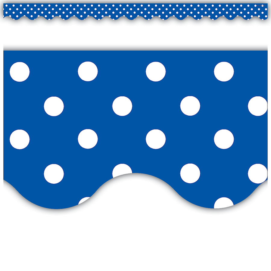 Blue Polka Dot Scalloped Border Trim - Decorative Edge for DIY Scrapbooking, Card Making, and Home Decor Projects