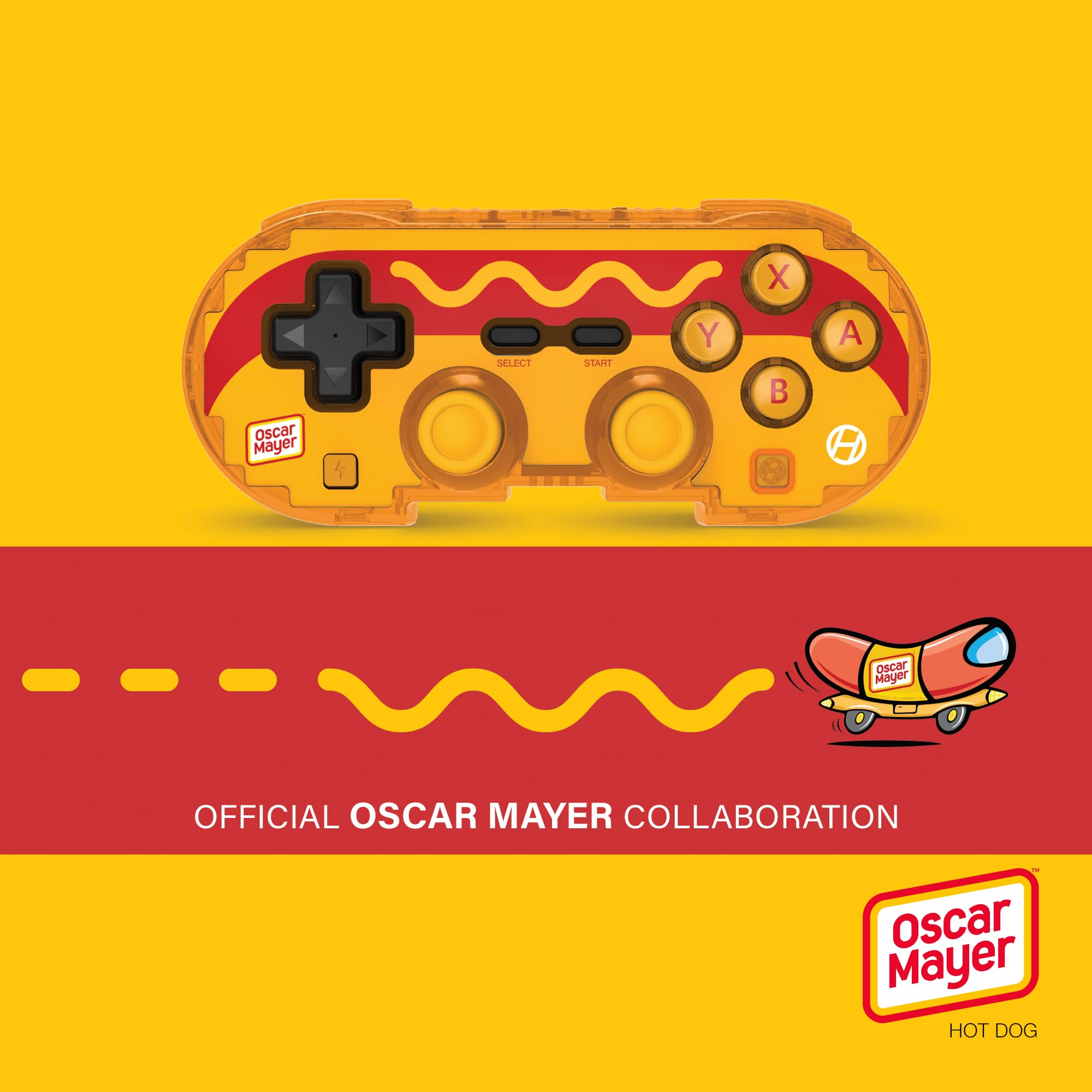Hyperkin Limited Edition Pixel Art Bluetooth Controller - Officially Licensed Oscar Mayer Hot Dog Edition for Nintendo Switch, PC, Mac, Android & iOS - Retro Gaming Accessory for Parties & Collectors