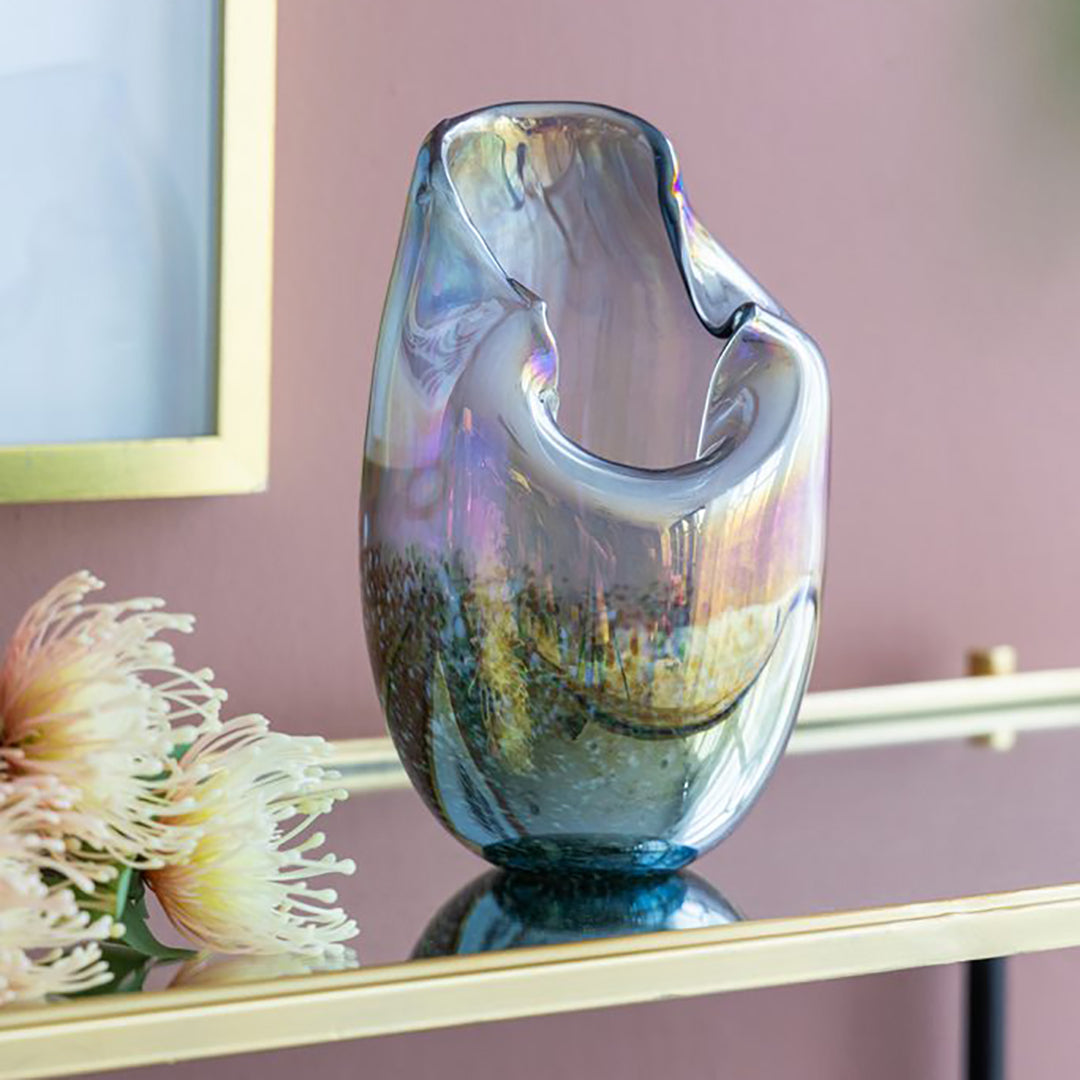 Handmade Glass Vase - Elegant Decorative Flower Vase for Home Decor, Wedding Centerpiece & Gift Idea | Perfect for Living Room, Dining Table & Office Decor