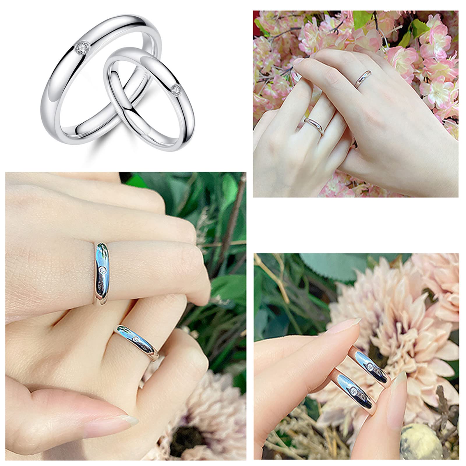 Diamond Matching Couples Rings for Him and Her - Sterling Silver/10K/14K/18K Wedding Promise Rings with Free Engraving | Perfect for Anniversaries, Engagements & Romantic Gifts