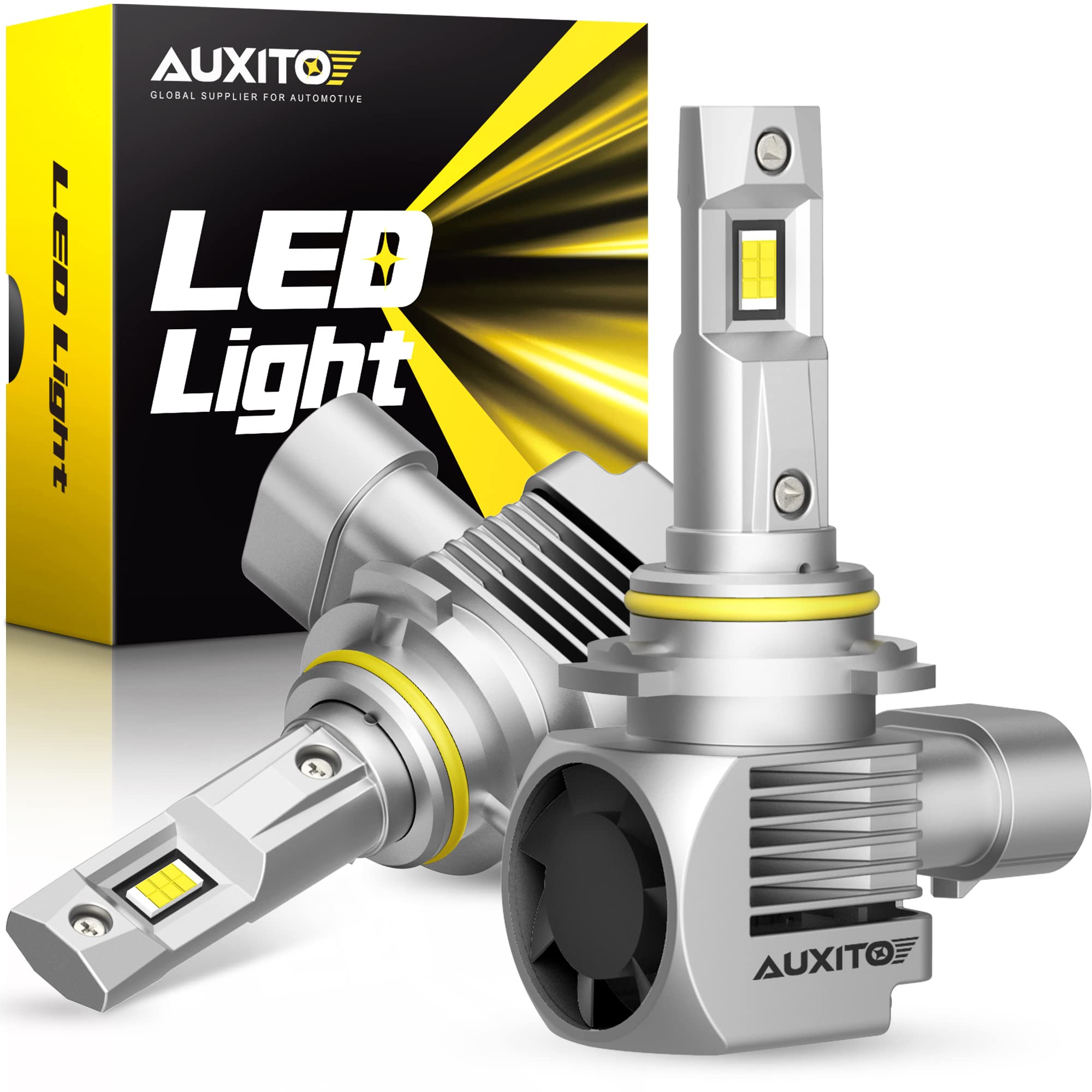 AUXITO 9006 HB4 LED Headlight Bulbs 6000K White - 100W 20000 Lumens Super Bright, 600% Brighter Than Halogen, 9006XS HB4A Conversion Kit with Cooling Fan for Low Beam, Canbus Ready, Plug and Play, 2 Pack - Perfect for Night Driving, Foggy Conditions & Off-Road Adventures