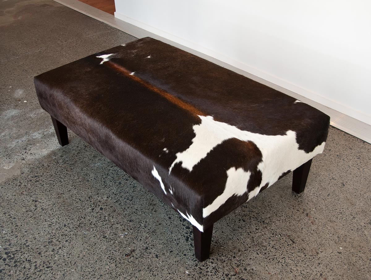 Premium Cowhide Ottoman with Sturdy Wooden Legs - 47