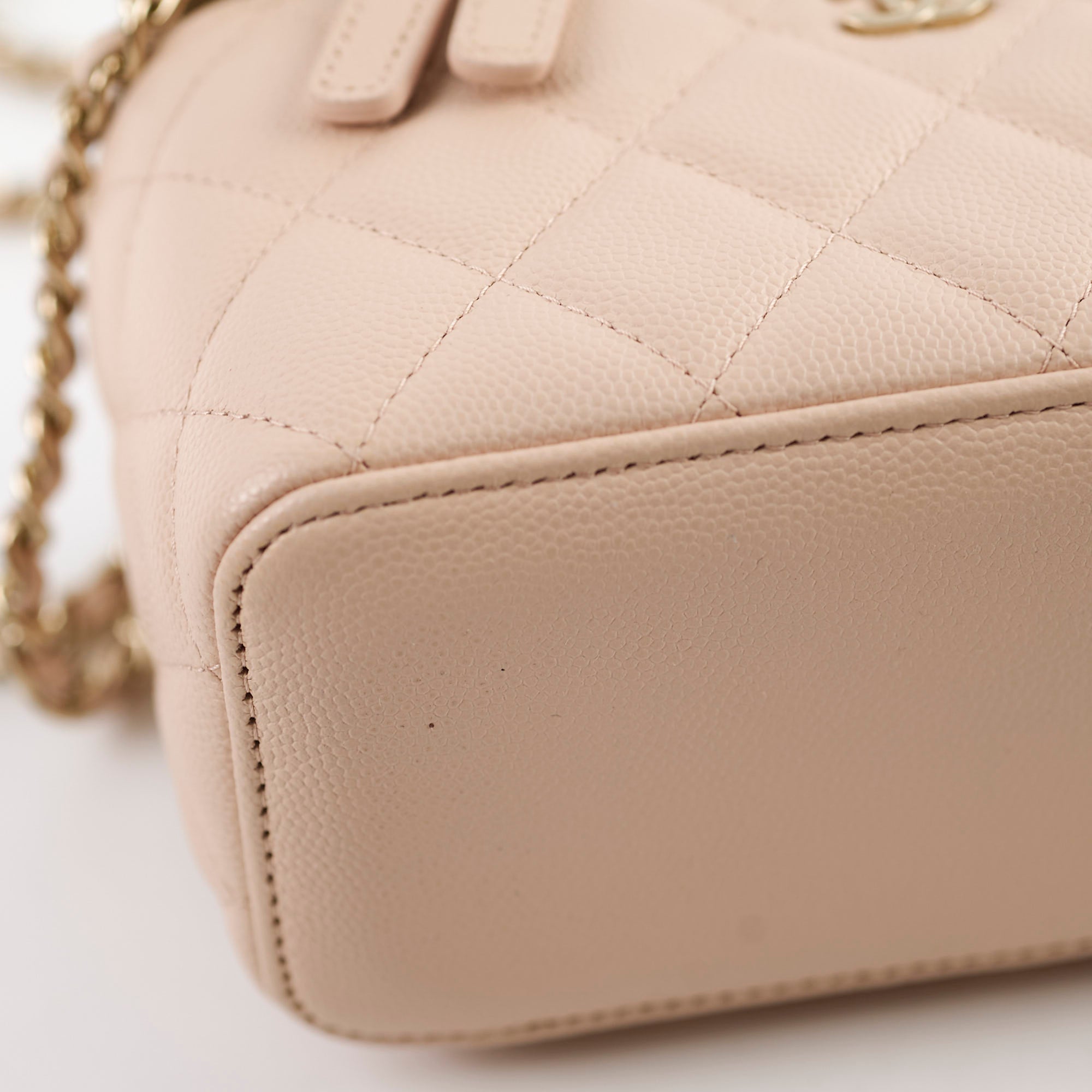 Chanel Mini Vanity Bag Caviar Leather Beige Claire 31 Series 2021 - New Version Luxury Crossbody Bag for Women, Perfect for Parties, Dating & Evening Events