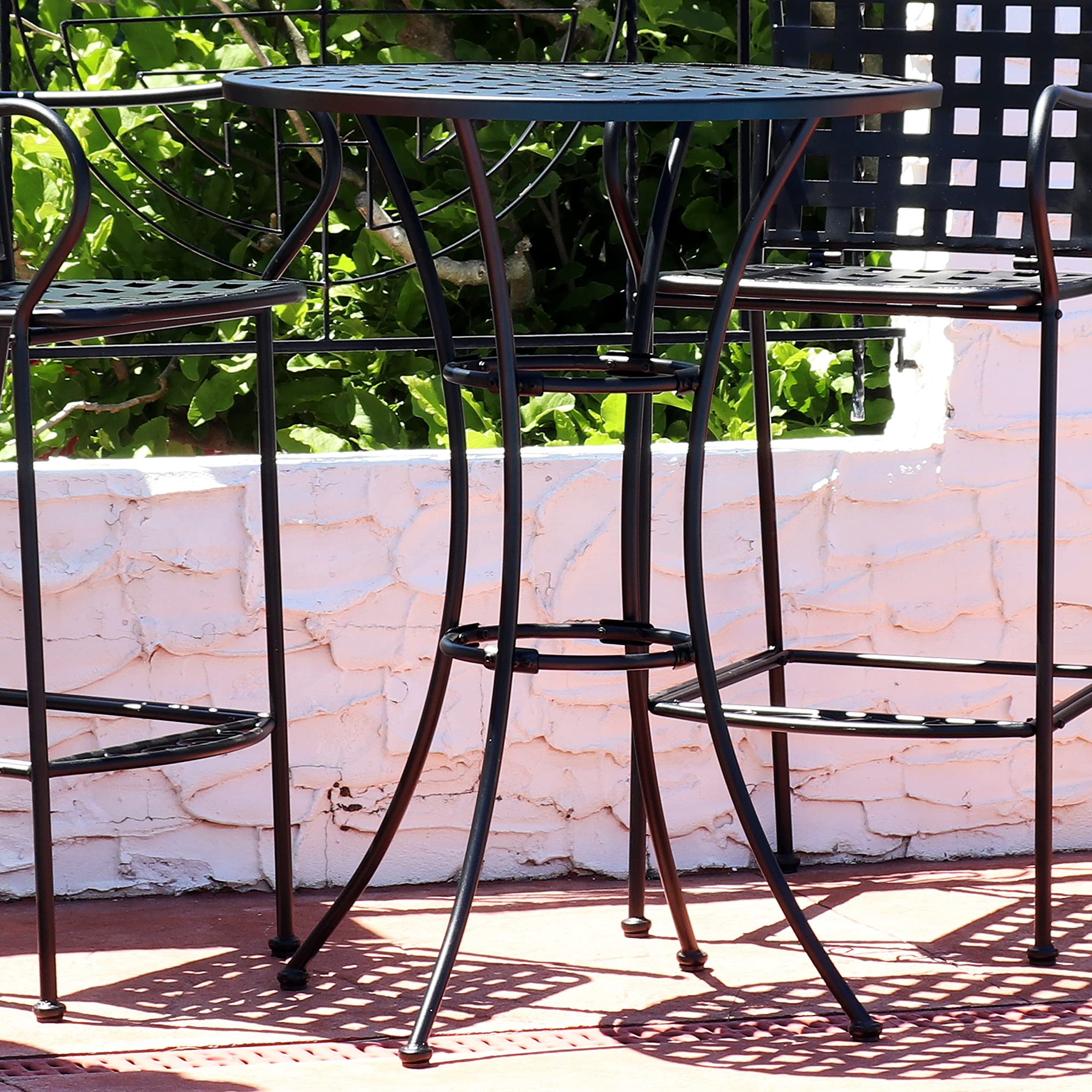 Elegant Black Wrought Iron Bar Table - 30-Inch Round Dining Table 39.5