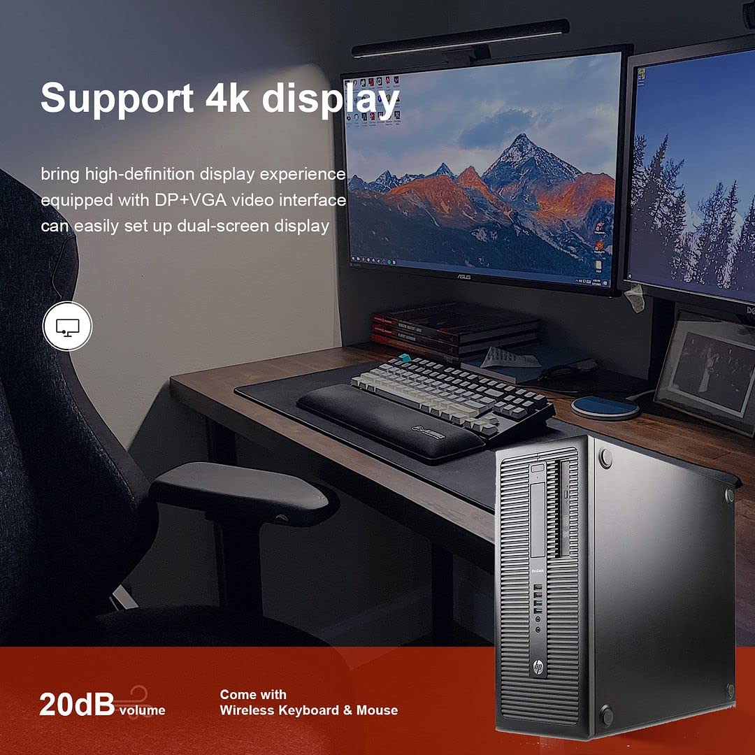 HP i7 ProDesk 600 G1 Tower Desktop PC - 16GB RAM, 1TB SSD, WiFi, BT, HDMI/VGA/USB/DP, DVDRW, Win10 Pro, Dual Monitor Support (Renewed) with Wired Keyboard & Mouse + Mouse Pad - Perfect for Home Office, Business Workstations & Gaming Setups