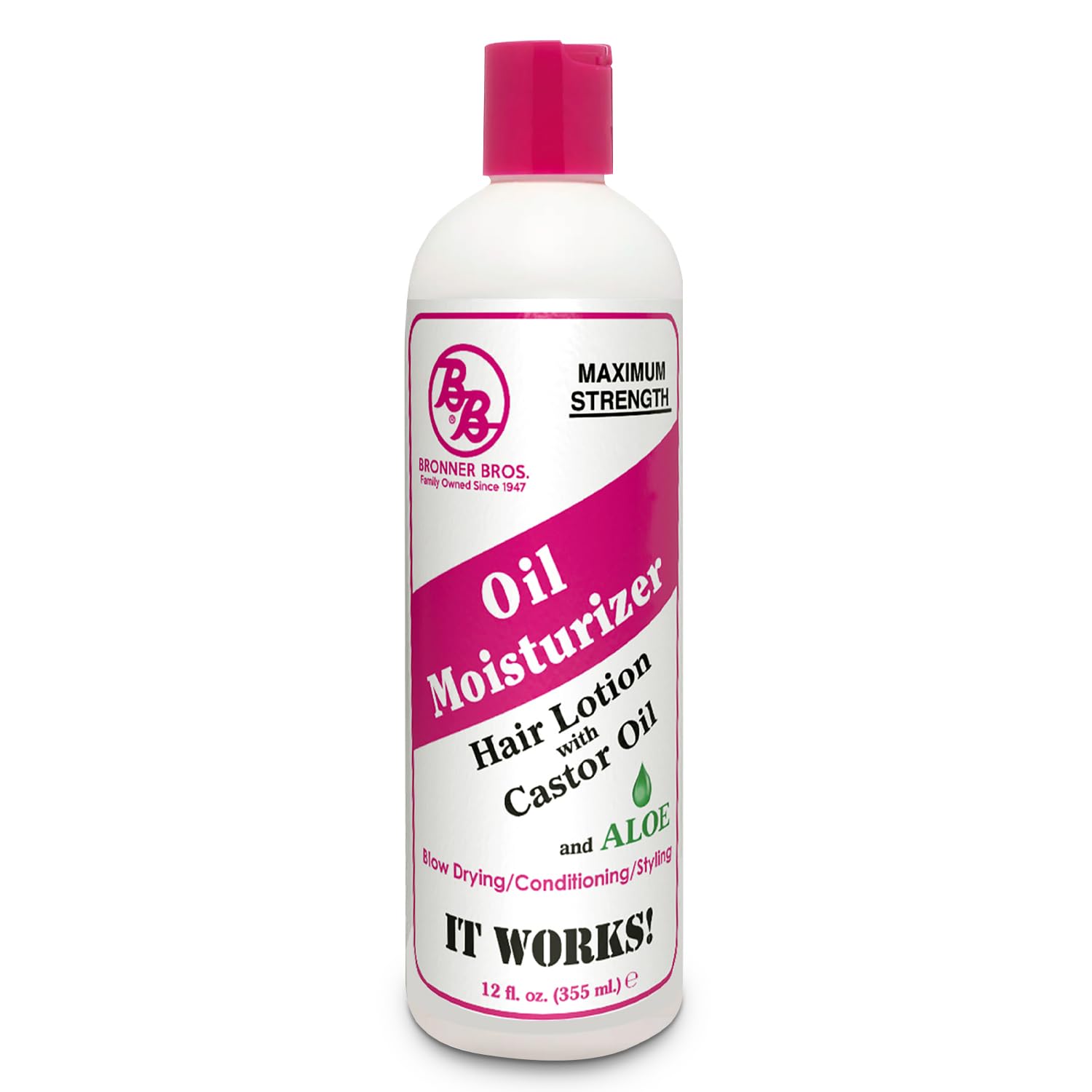 Bronner Bros BB Oil Moisturizer Hair Lotion - Natural Hair Oil Treatment for Damaged & Relaxed Hair with Castor Oil, Aloe Vera, Vitamin B5 & Coconut Oil - Scalp Stimulator & Alcohol-Free Formula (12oz) - Perfect for Daily Hydration & Hair Repair