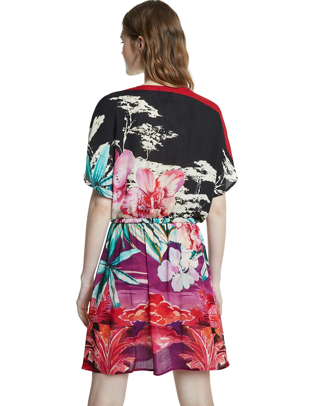 Desigual Women's Summer Floral Print Short Sleeve Dress - Casual & Party Wear for Beach, Vacation & Date Nights
