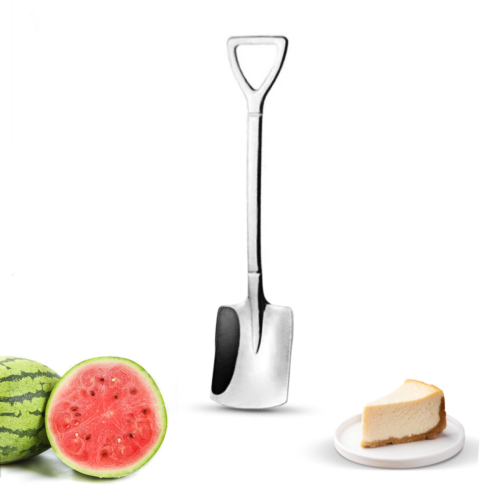 North Royal 304 Stainless Steel Watermelon Spoon Set - Creative Shovel Shape Dessert Spoons - Mini Kitchen Utensils for Home, Restaurant & Hotel Use - Perfect for Ice Cream, Fruit Salad & Party Serving