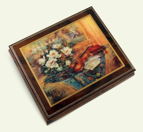 Exquisite Wood Tone Ercolano Musical Jewelry Box with Swan Design - Plays Multiple Melodies Including Daddy's Little Girl - Perfect Gift for Birthdays, Anniversaries & Special Occasions