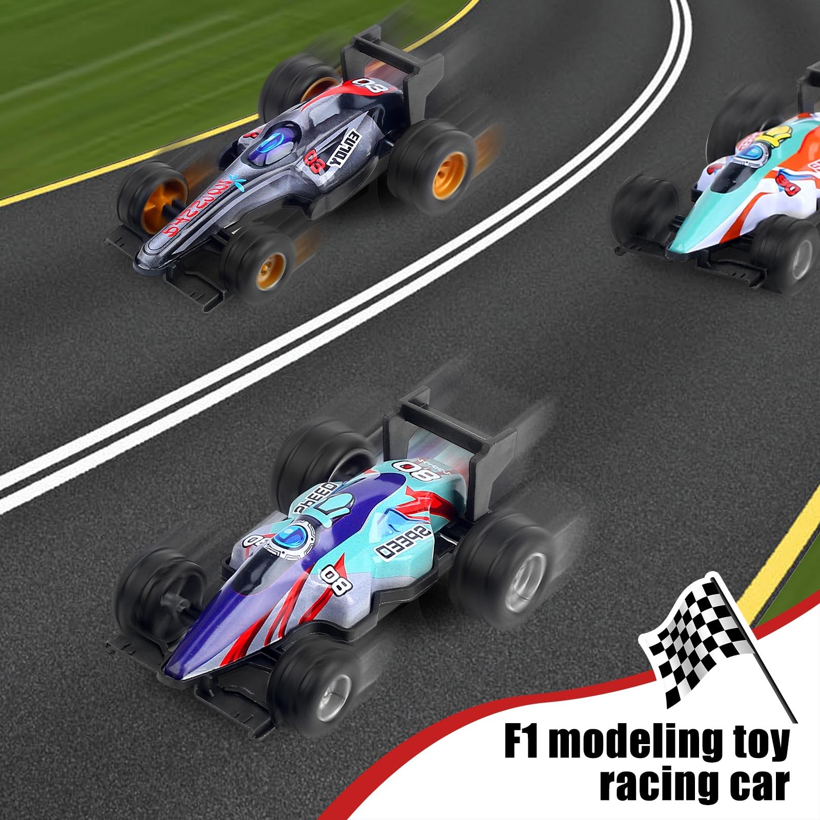 12-Pack 1:43 Scale Pull Back Toy Cars - Wind Up Racing Car Set for Kids Ages 2-8, Boys & Girls Birthday Party Favors, Easter Basket Stuffers, Cake Toppers - Perfect for Indoor Play, Race Tracks & Gift Giving