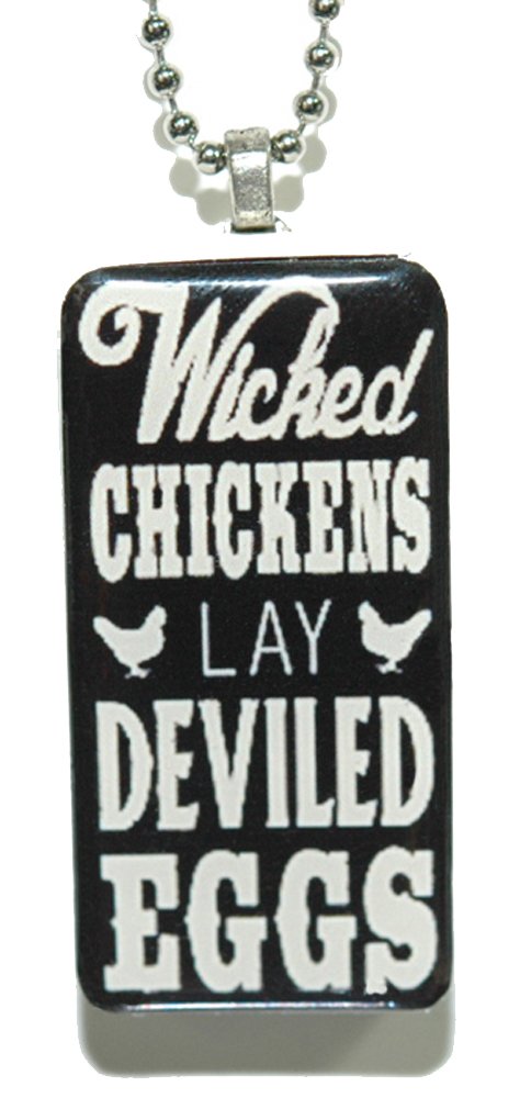 Deviled Eggs Domino Necklace - Wicked Chickens Jewelry for Parties & Gifts
