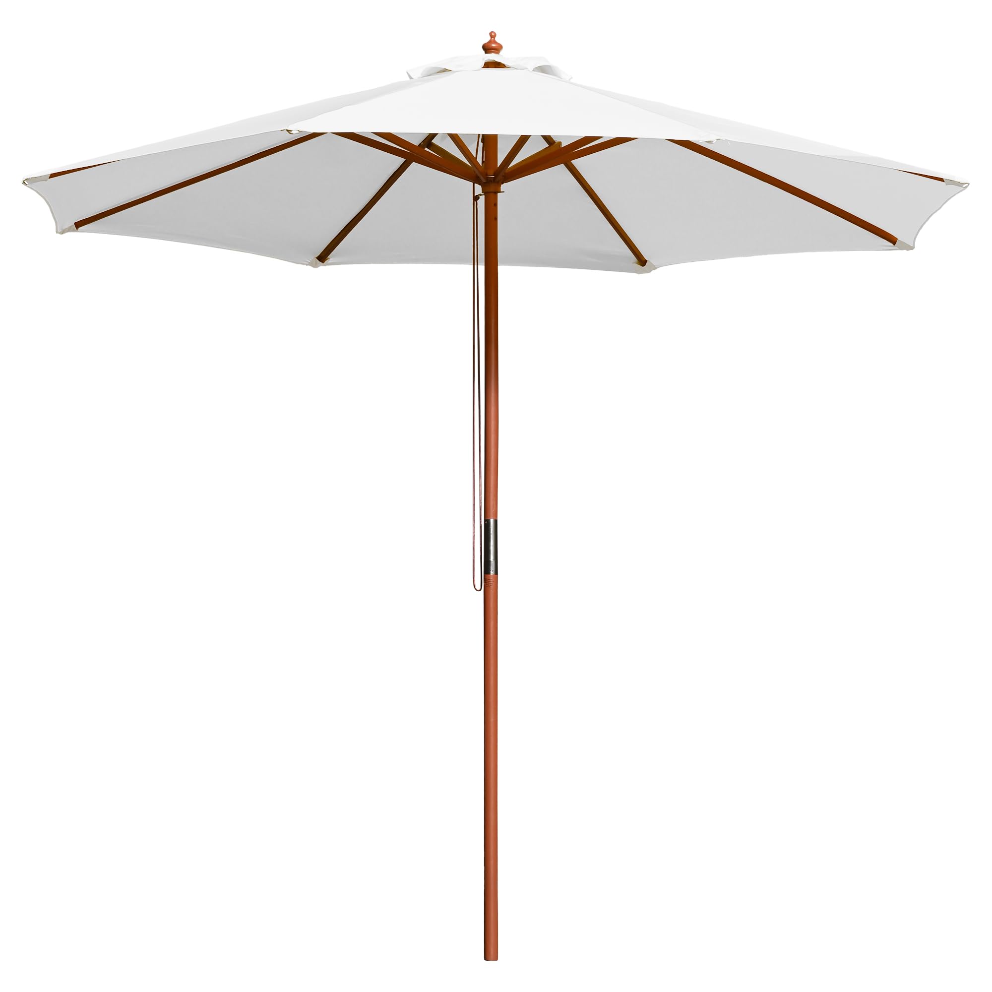 9ft Wood Outdoor Patio Umbrella - Pure White Sun Shade for Garden, Yard, Beach, Deck, Cafe & Wedding Parties - Perfect for Relaxing and Outdoor Entertaining
