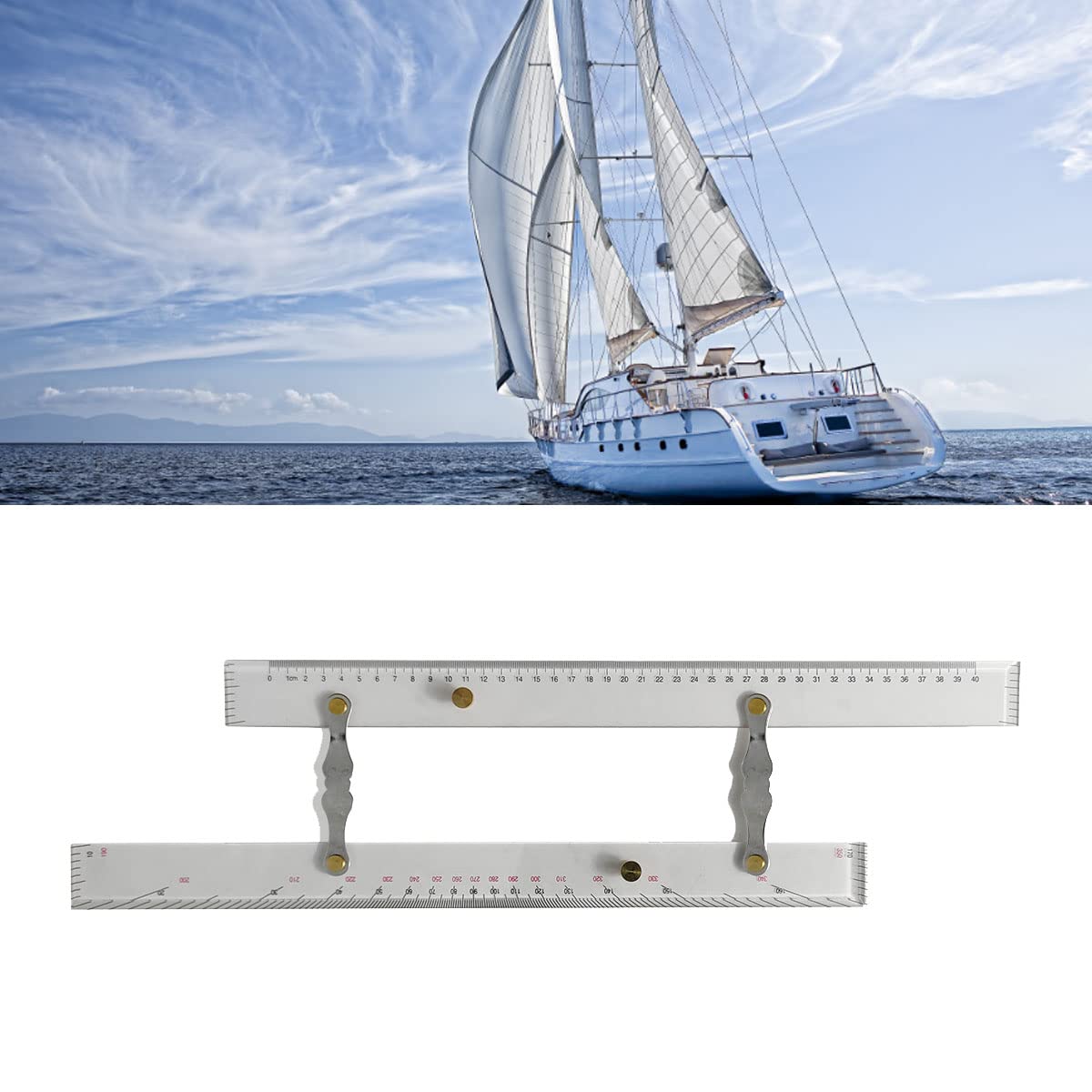 Marine Navigation Parallel Ruler - High Precision Clear Acrylic & Copper Drafting Tool for Boat Ship Drawing, Nautical Chart Operations - Perfect for Marine Navigation, Sailing, and Yacht Charting