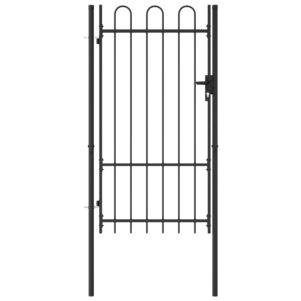 Black Steel Arched Top Garden Gate - 39.4