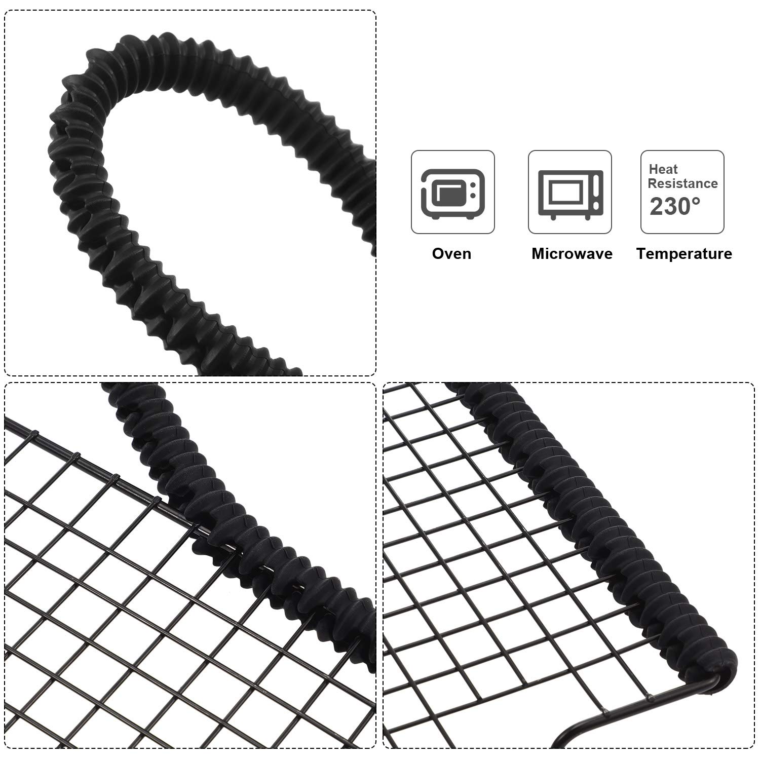 8 Pack Silicone Oven Rack Shields - 14 Inch Heat Resistant Rack Edge Covers, Burn Protection Guards for Kitchen Stoves & Ovens - Perfect for Baking, Roasting & Grilling Safety