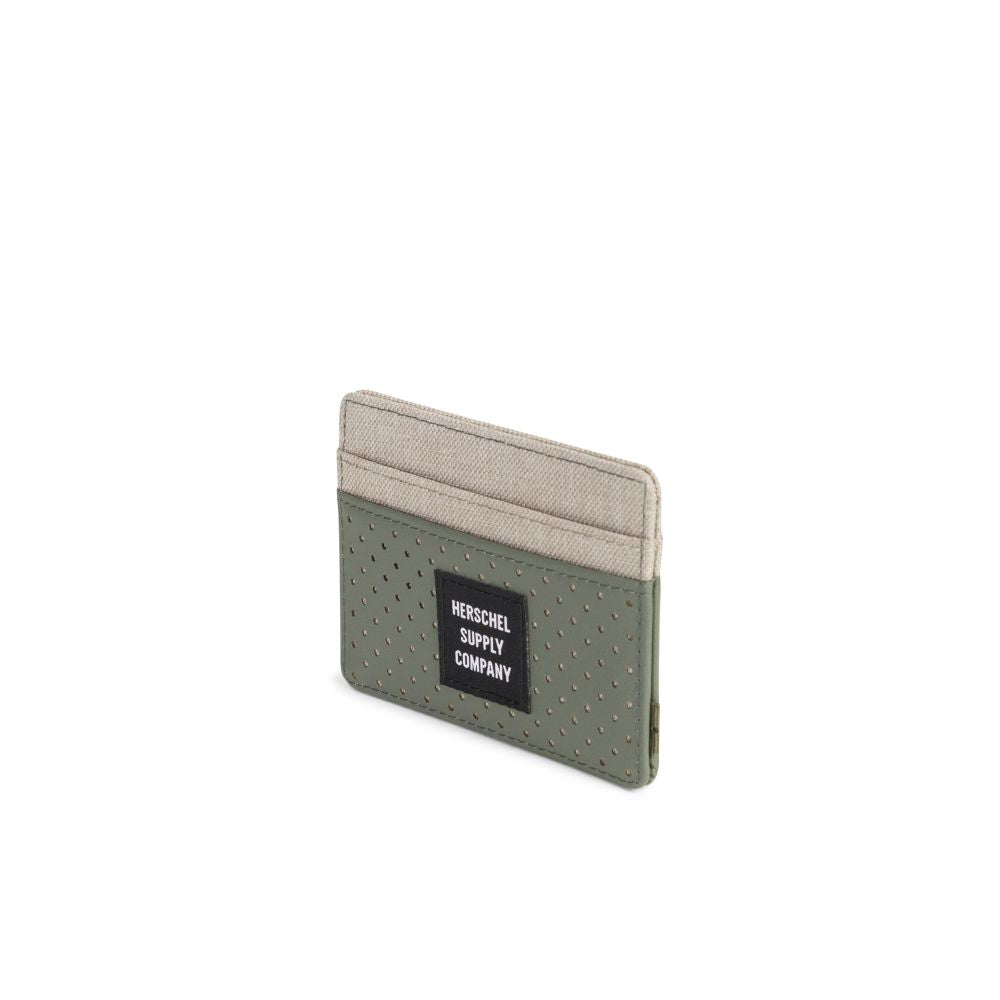 Herschel Aspect Collection Charlie Wallet - Light Khaki Crosshatch/Forest Night - Slim RFID Blocking Bifold Wallet for Men & Women - Perfect for Travel, Work & Everyday Use