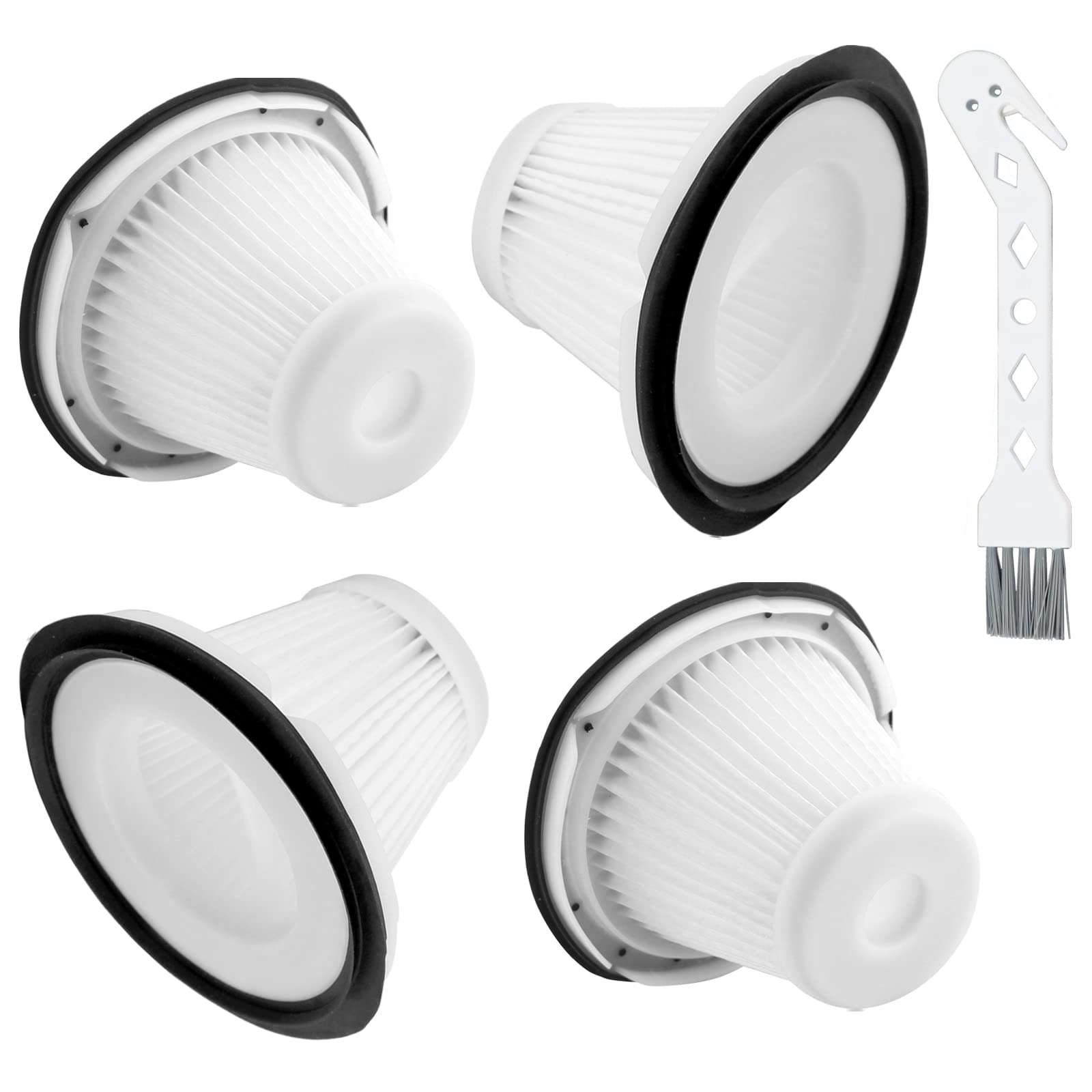 BLACK & DECKER VF200SP BDH2000SL/BDH1800S Vacuum Replacement Filters (4-Pack) with Cleaning Brush - Compatible with Handheld Vacuums - Part #90543043-01 - Ideal for Home Cleaning, Pet Hair Removal & Car Detailing
